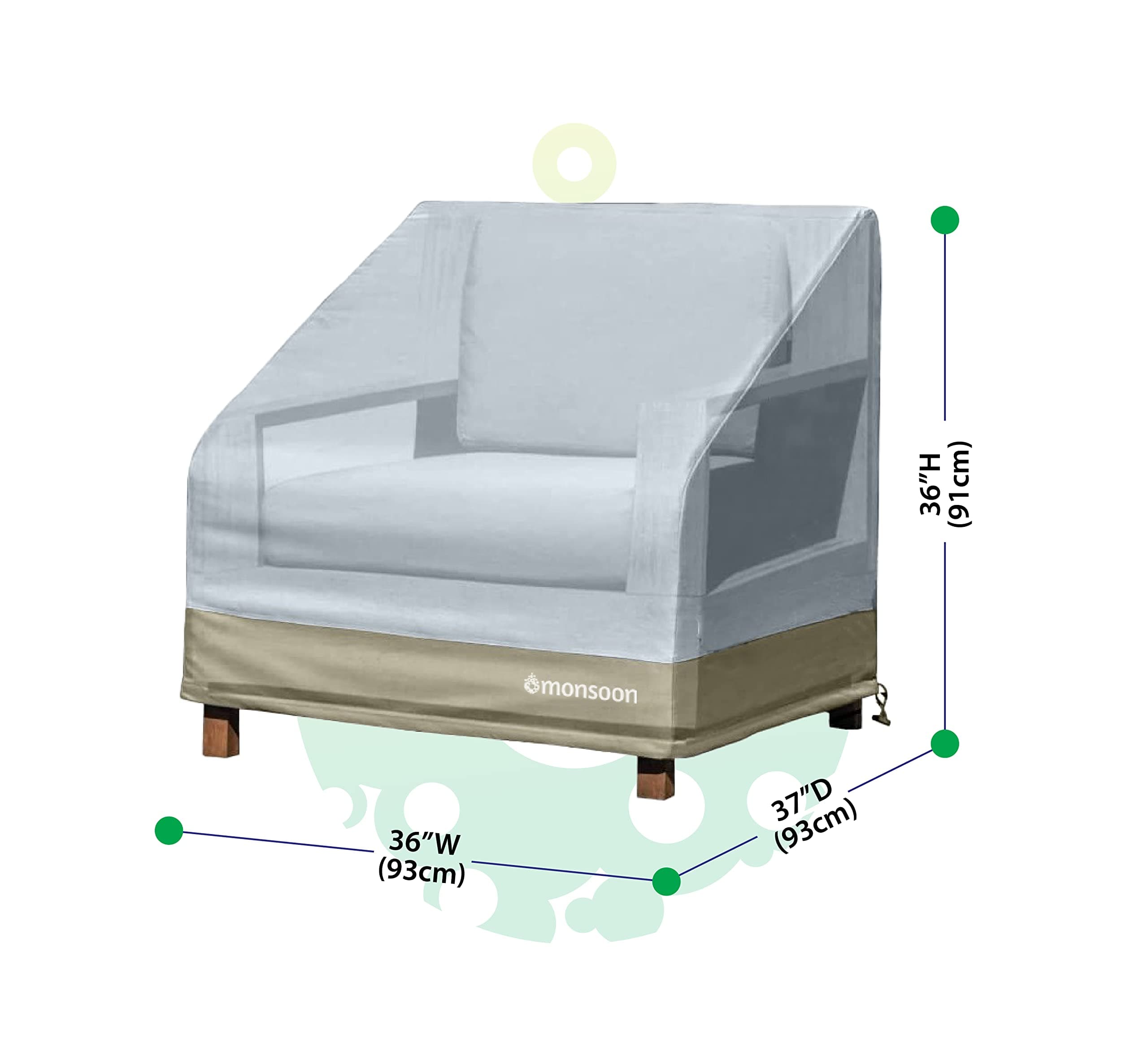 [monsoon] Patio Chair Cover Waterproof Outdoor Lawn Patio Furniture Chair Cover - Thumbnail 2