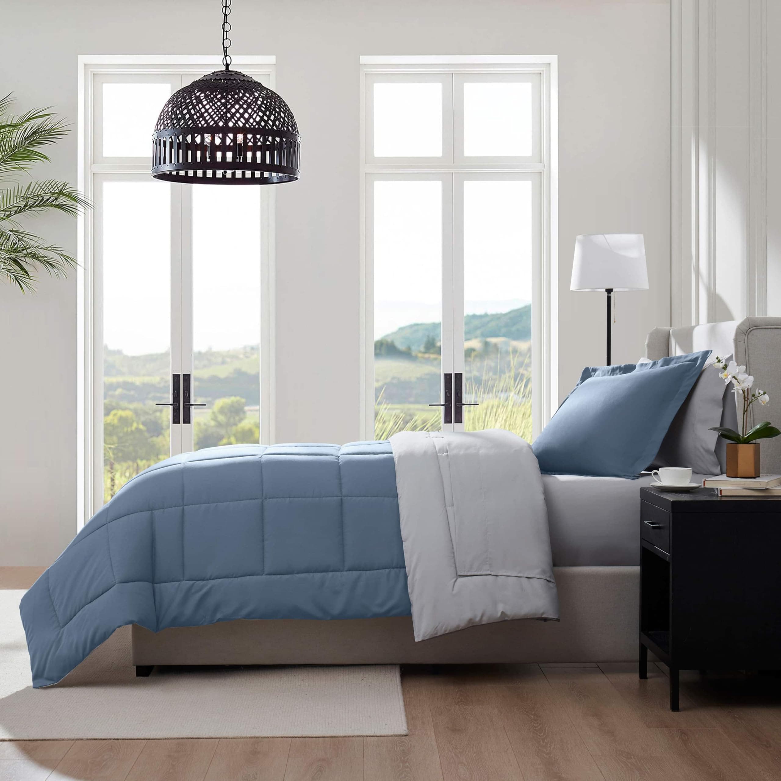 Nestl 5 Piece Twin Comforter Set – Stone Blue Reversible Bed in a Bag – Complete - Thumbnail 9