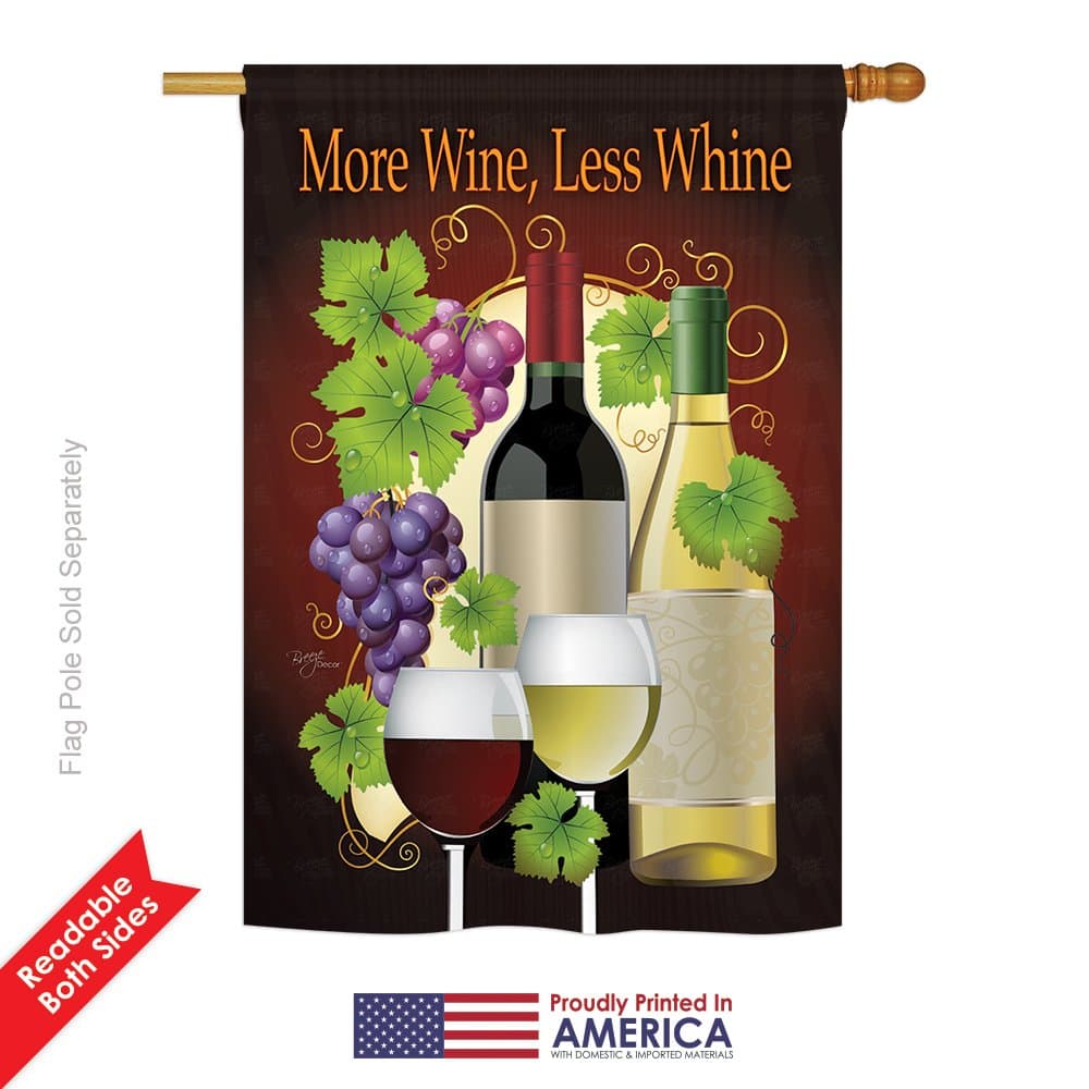 More Wine, Less Whine Indoor/Outdoor Sublimation Flag 28" X 40" 17022 - Thumbnail 2