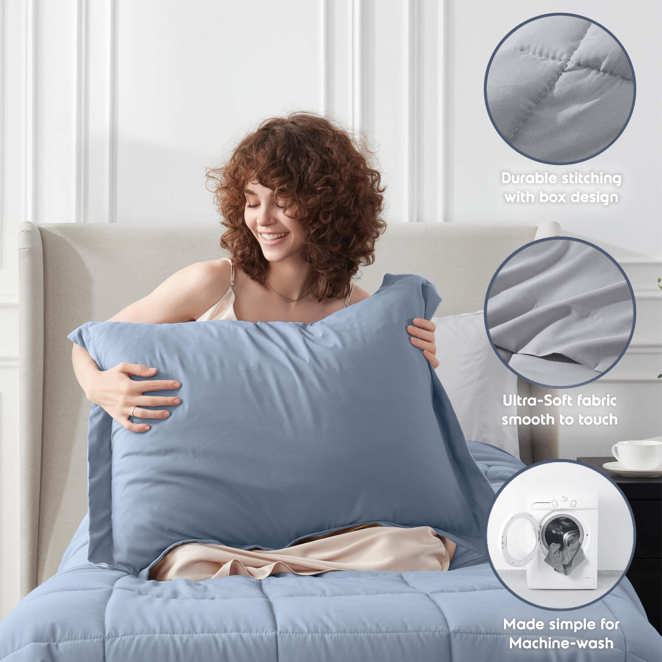 Nestl 5 Piece Twin Comforter Set – Stone Blue Reversible Bed in a Bag – Complete - Thumbnail 7