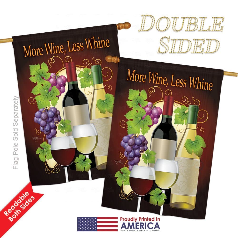 More Wine, Less Whine Indoor/Outdoor Sublimation Flag 28" X 40" 17022 - Thumbnail 3
