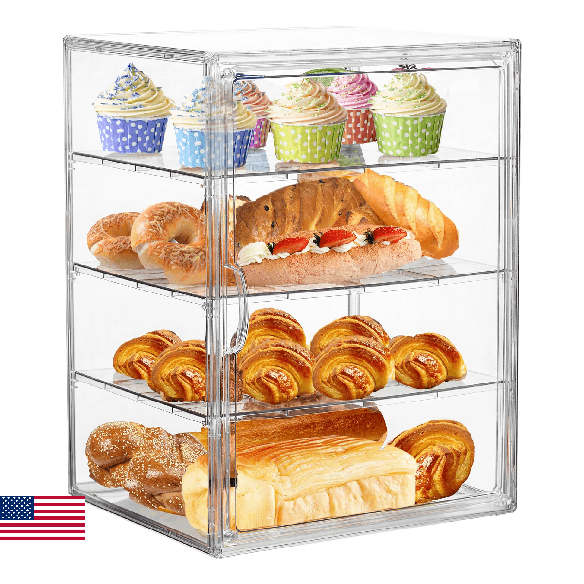 ZLLZUU Bread Box for Kitchen Countertop Pastry Display Case 4 Layers Adjustable - Image 1