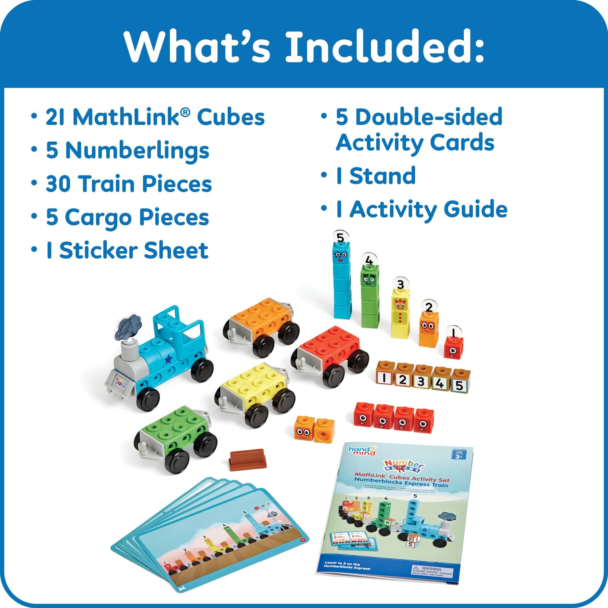 hand2mind Numberblocks Express Train MathLink Cubes Activity Set, Preschool Lear - Thumbnail 3