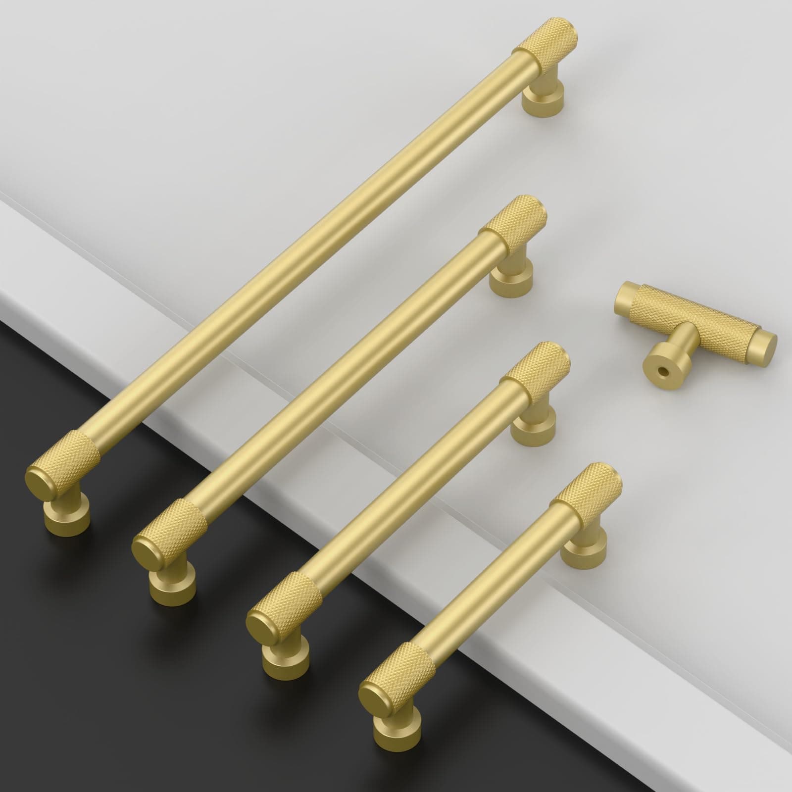 Asidrama 10 Pack 7 Inch Brushed Gold Cabinet Pulls Knurled Handles Kitchen Hardw - Thumbnail 6