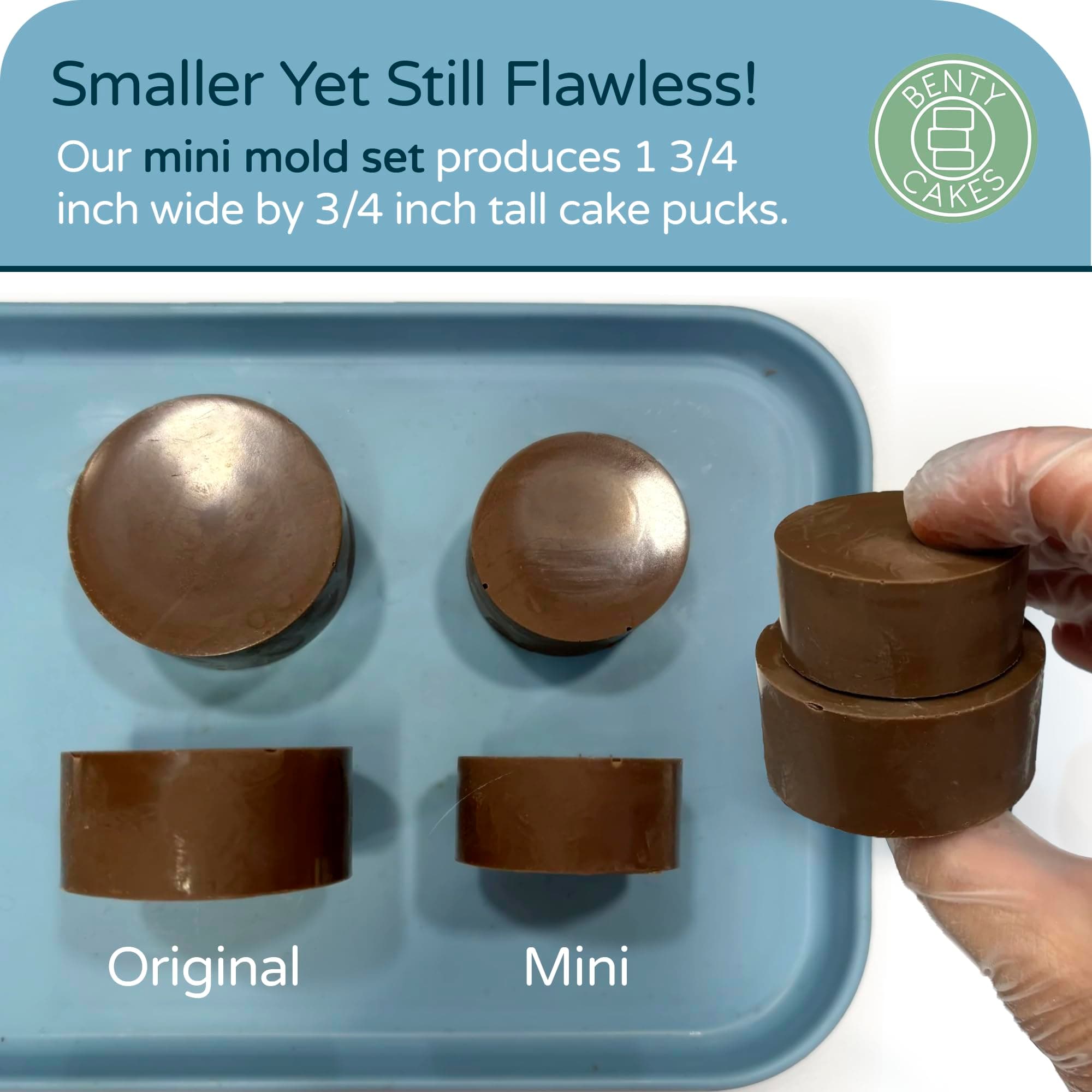 Benty Cakes Mini Cake Puck Mold Set Silicone BPA Free Includes Tray and Scraper - Thumbnail 2