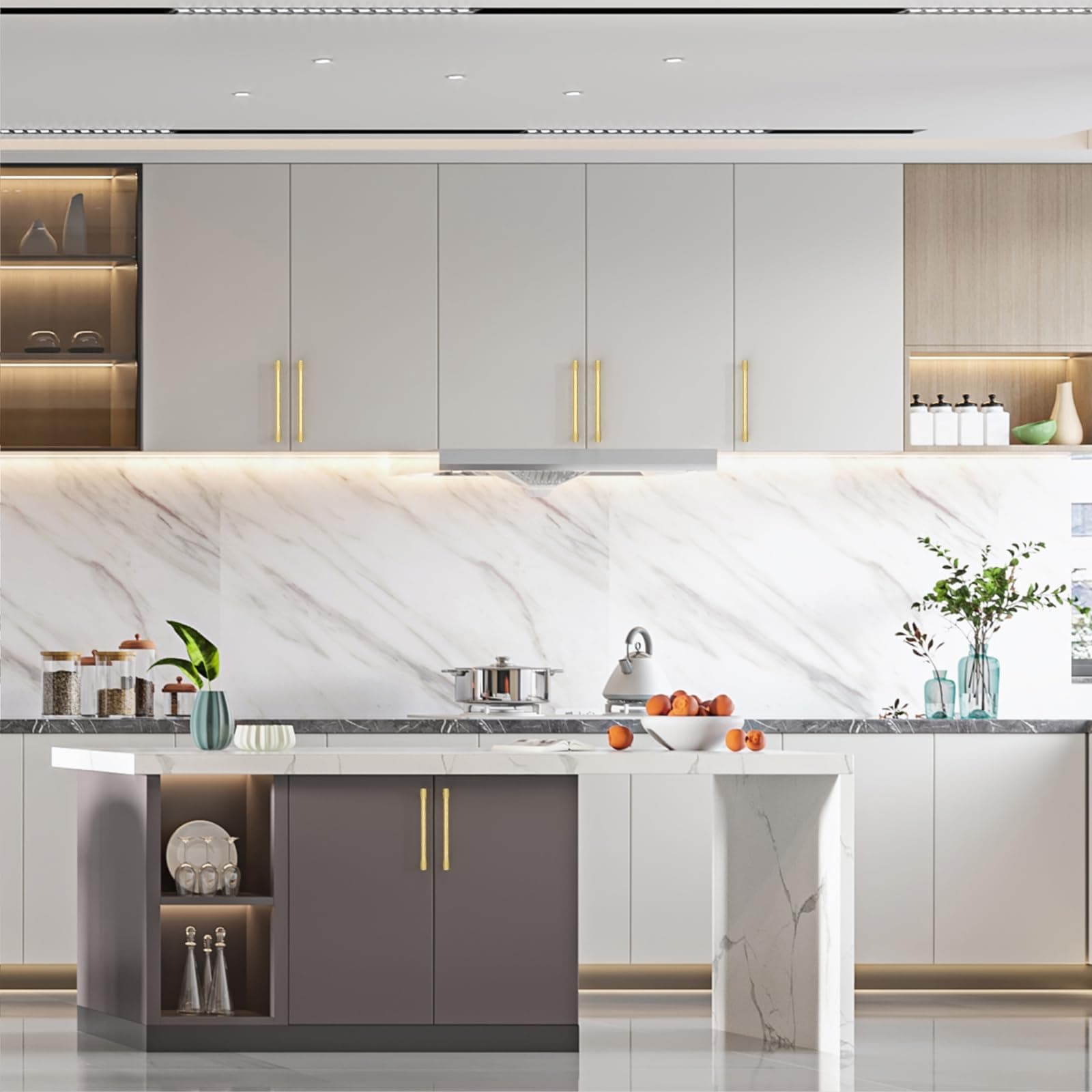 Asidrama 10 Pack 7 Inch Brushed Gold Cabinet Pulls Knurled Handles Kitchen Hardw - Thumbnail 5