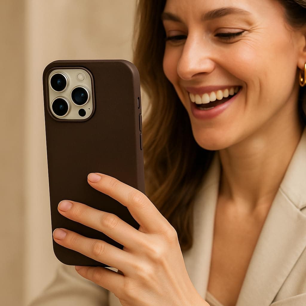 SUFAZ Real Leather Case for iPhone 16 Pro Max – Slim MagSafe Compatible Cover wi - Thumbnail 6