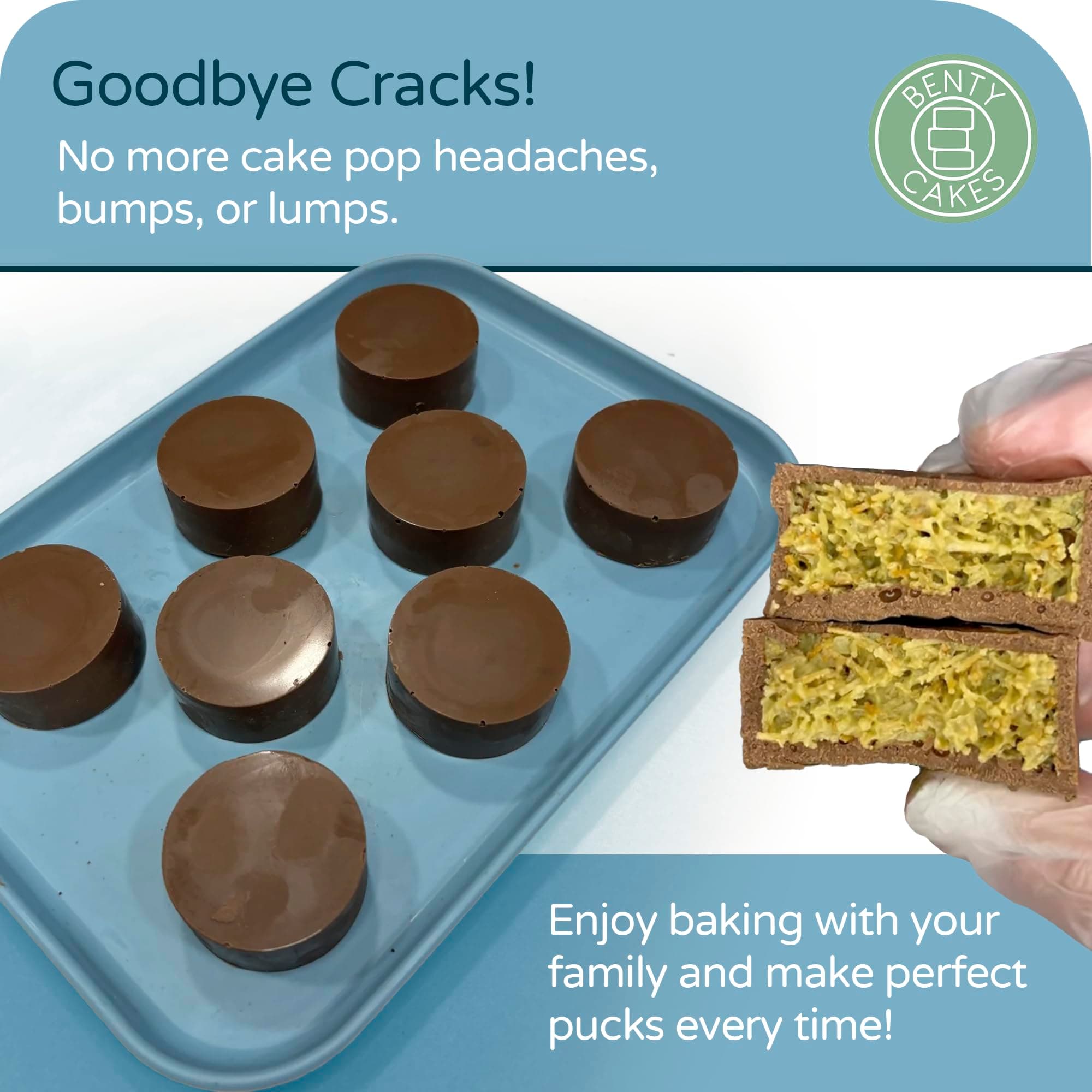 Benty Cakes Mini Cake Puck Mold Set Silicone BPA Free Includes Tray and Scraper - Thumbnail 3
