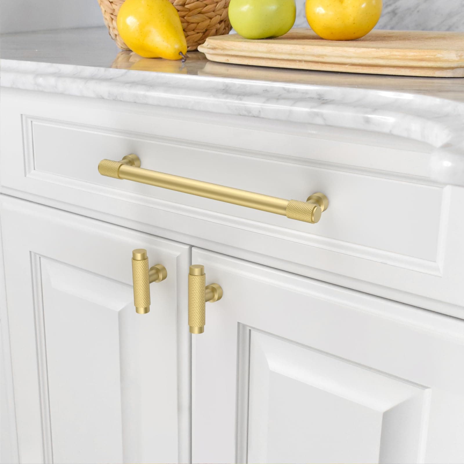 Asidrama 10 Pack 7 Inch Brushed Gold Cabinet Pulls Knurled Handles Kitchen Hardw - Thumbnail 3