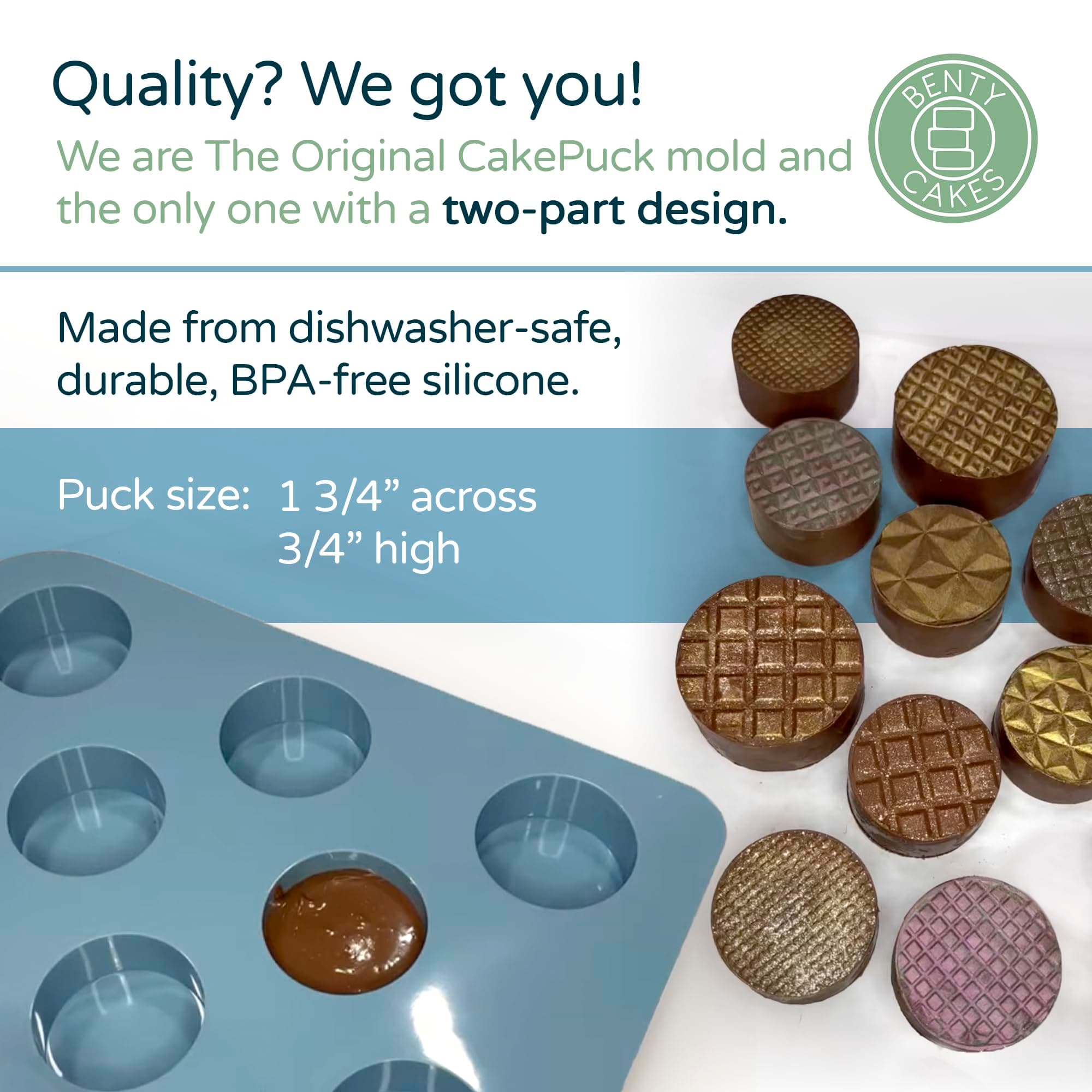 Benty Cakes Mini Cake Puck Mold Set Silicone BPA Free Includes Tray and Scraper - Thumbnail 4