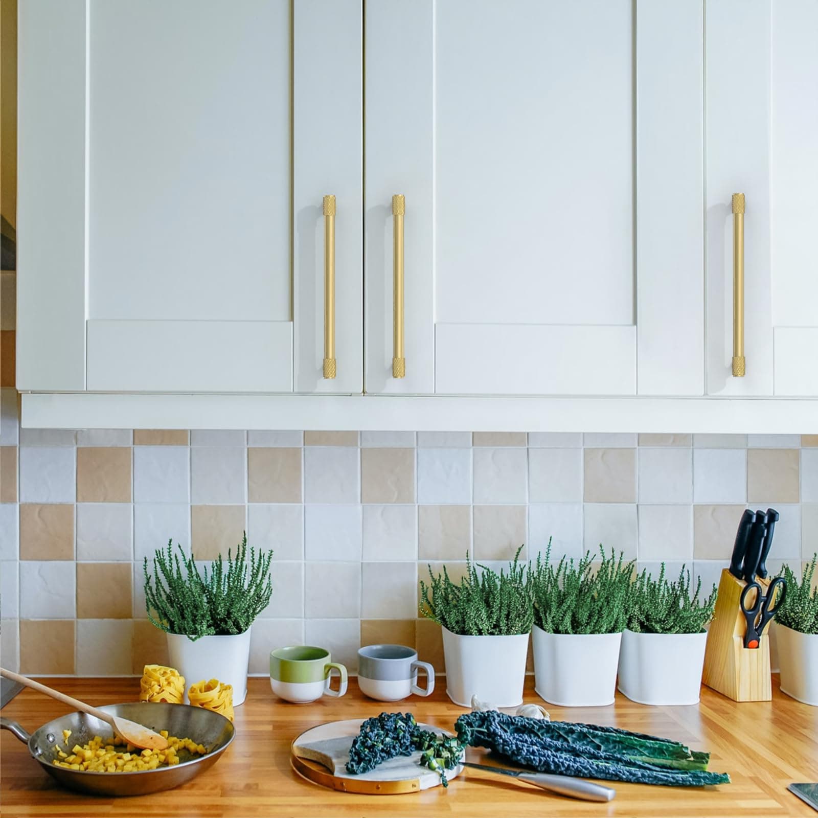 Asidrama 10 Pack 7 Inch Brushed Gold Cabinet Pulls Knurled Handles Kitchen Hardw - Thumbnail 4