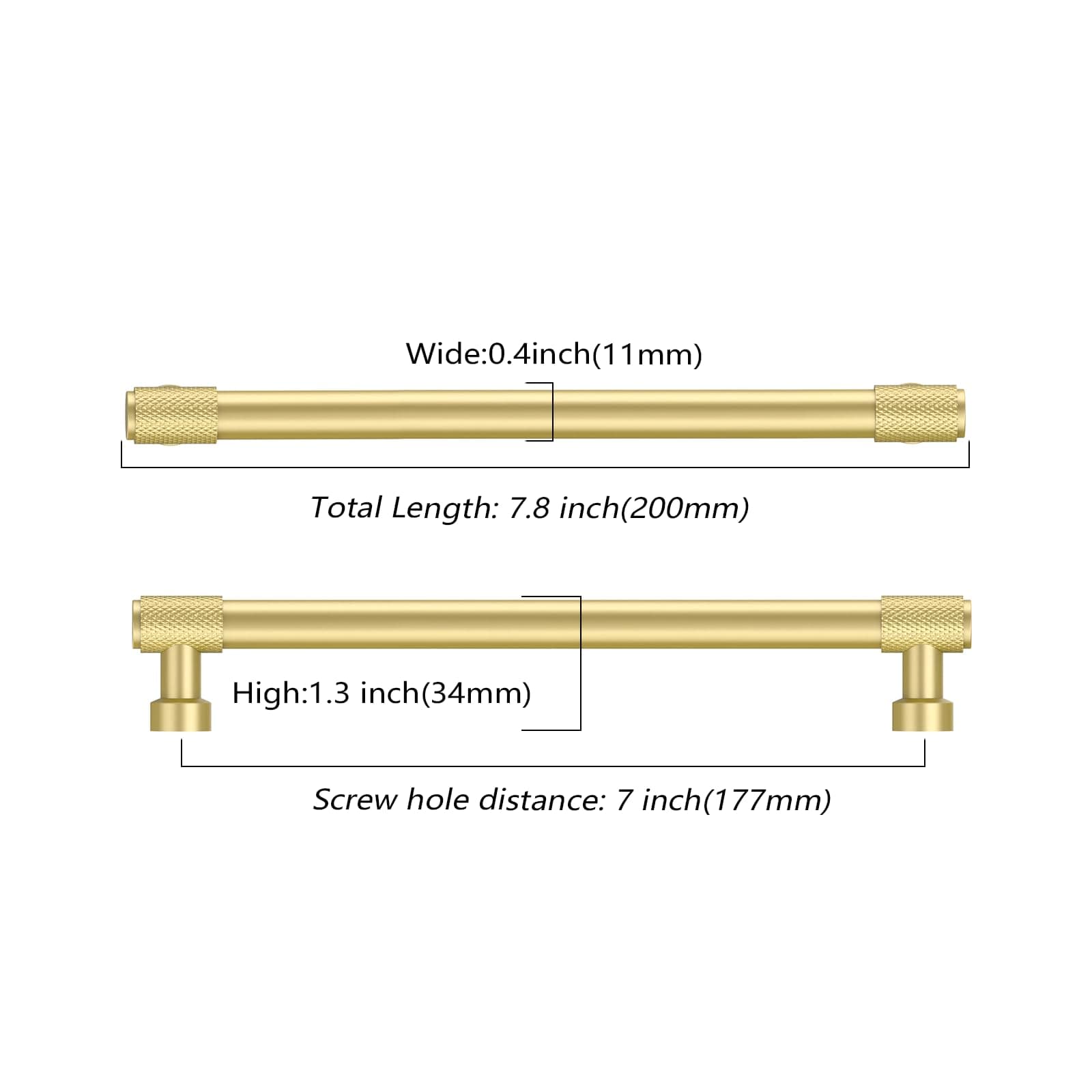 Asidrama 10 Pack 7 Inch Brushed Gold Cabinet Pulls Knurled Handles Kitchen Hardw - Thumbnail 2