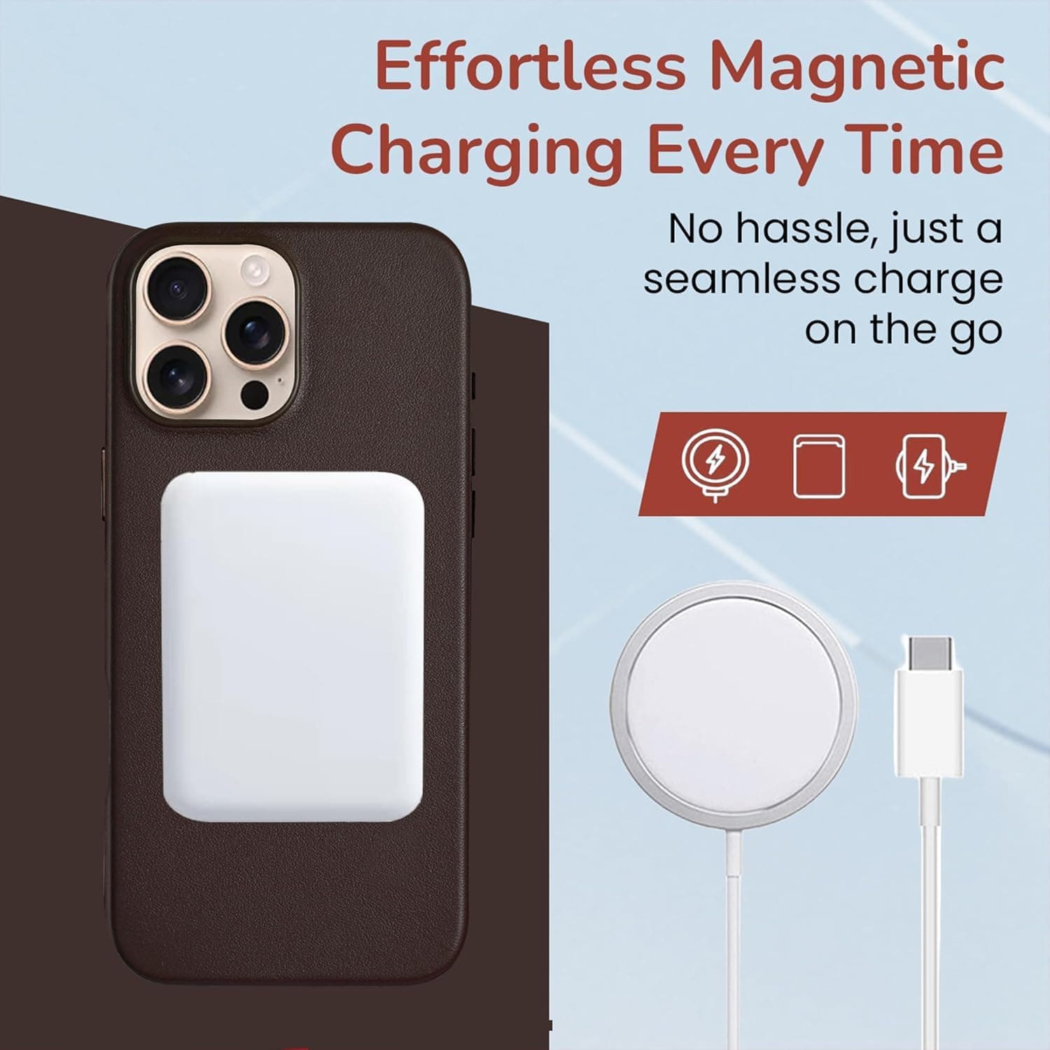 SUFAZ Real Leather Case for iPhone 16 Pro Max – Slim MagSafe Compatible Cover wi - Thumbnail 3