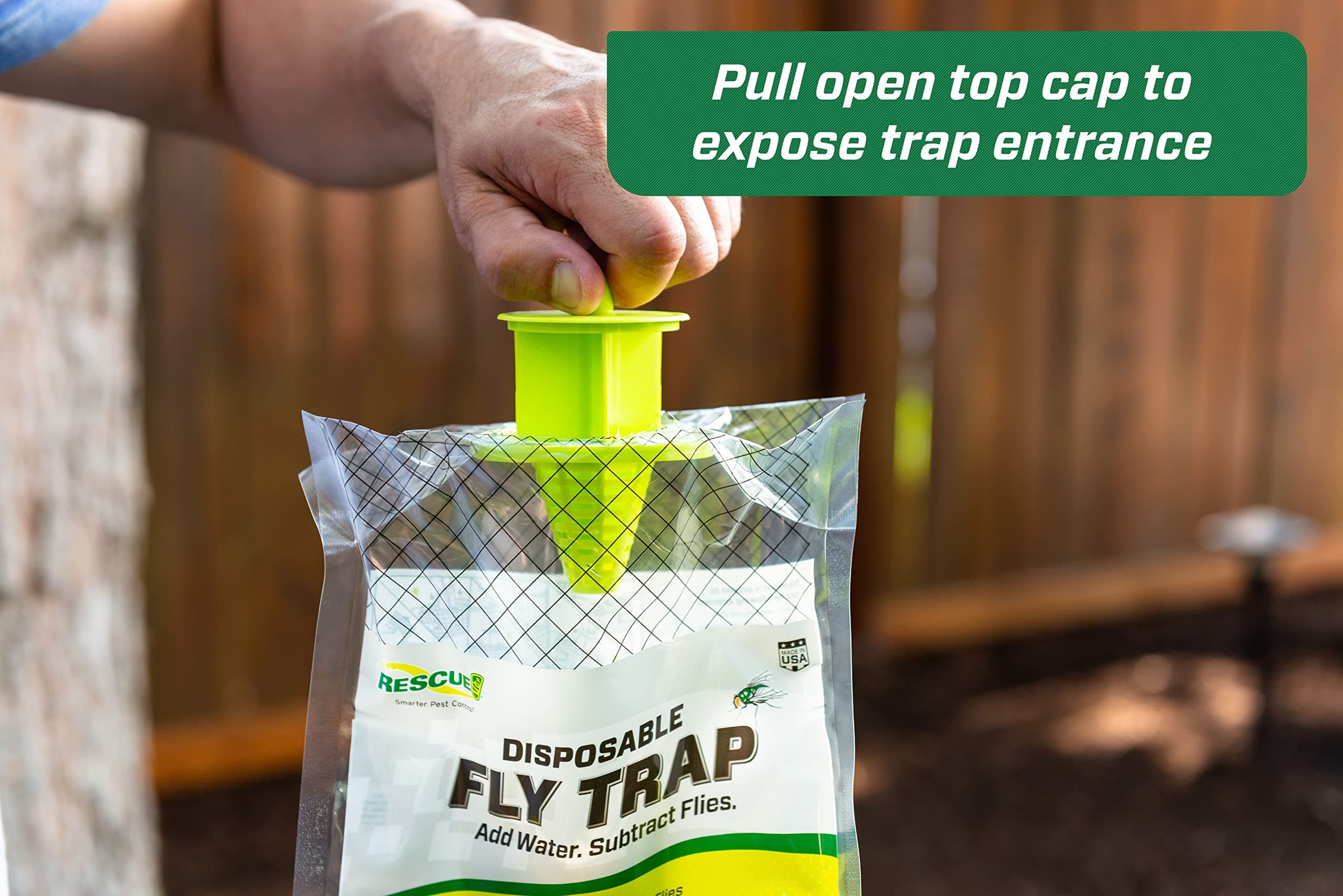 RESCUE! Outdoor Disposable Hanging Fly Trap - 8 Pack - Fast Acting, Easy Use - Thumbnail 4