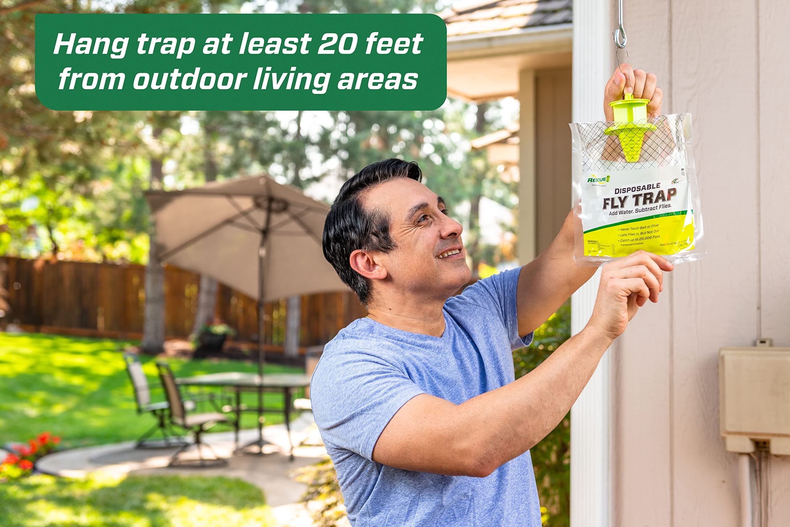 RESCUE! Outdoor Disposable Hanging Fly Trap - 8 Pack - Fast Acting, Easy Use - Thumbnail 5