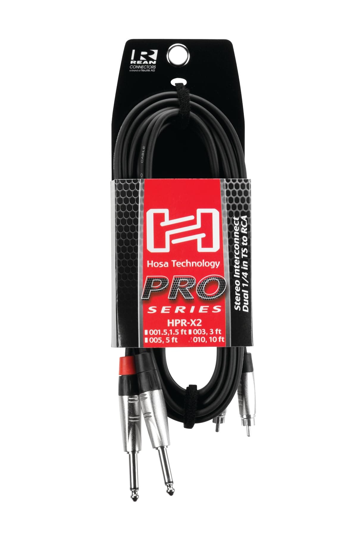Hosa HPR-010X2 Pro Stereo Interconnect, Dual REAN 1/4 Inch TS to RCA, 10 Feet - Thumbnail 5