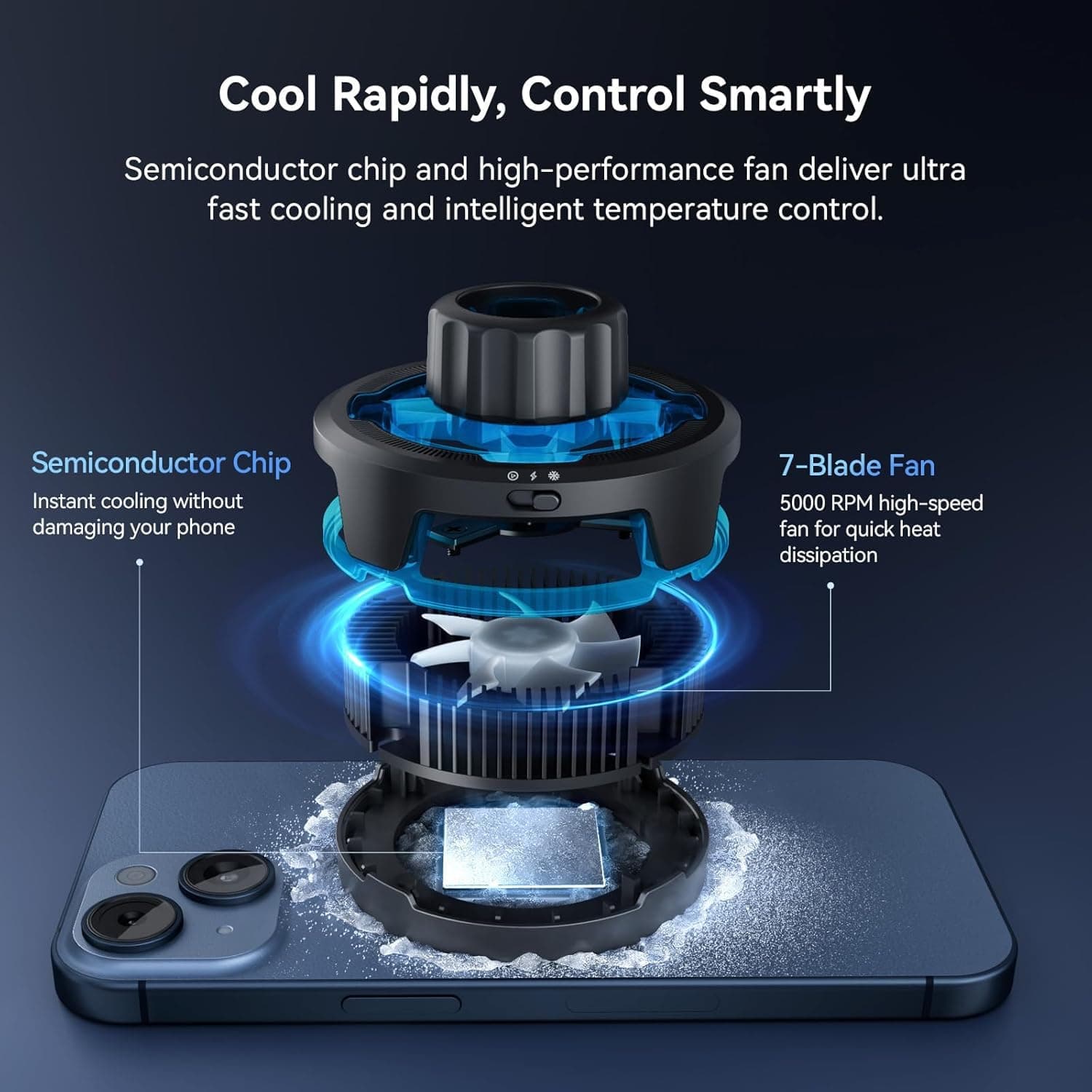 ULANZI SK-10 3 in 1 Semiconductor Cooling Fan - Magnetic Cell Phone Stand & Wire - Thumbnail 3