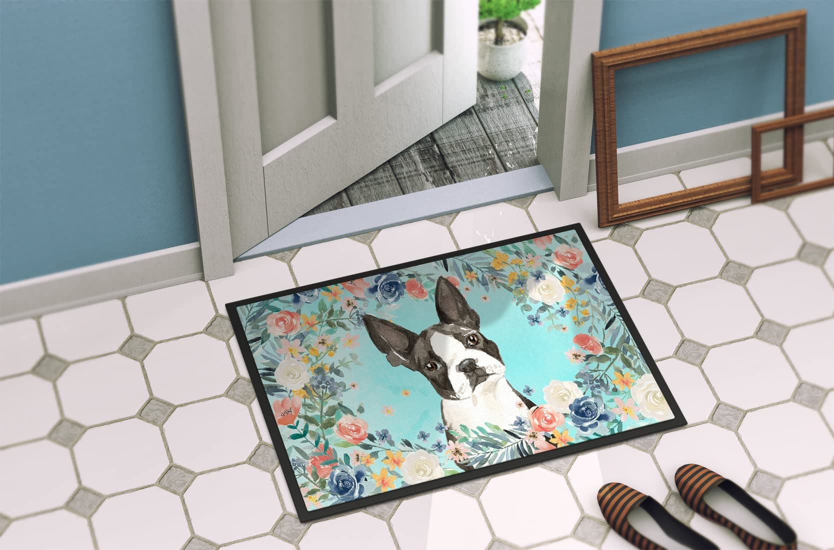 Caroline's Treasures CK3433MAT Boston Terrier Doormat 18x27 Front Door Mat Indoo - Thumbnail 4
