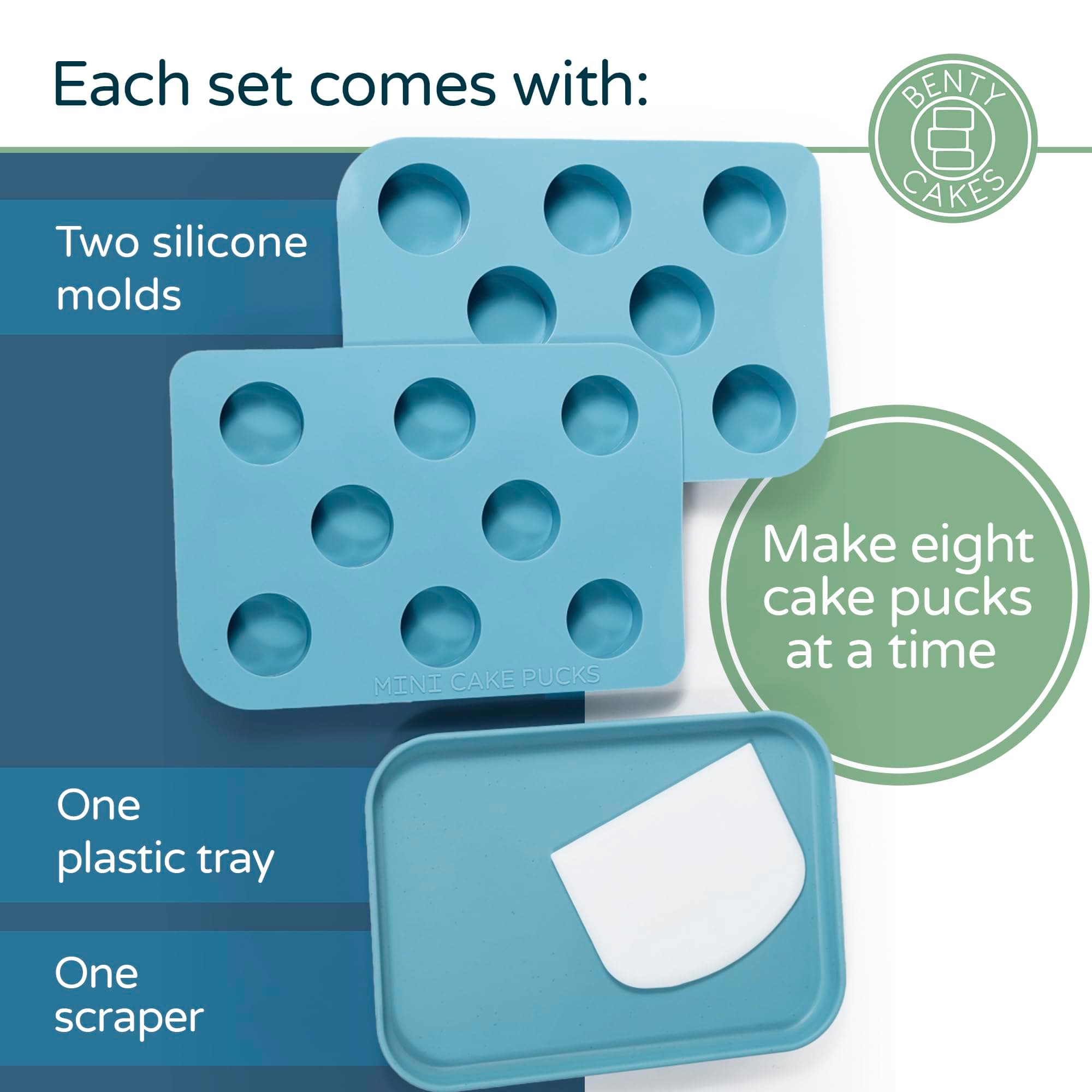 Benty Cakes Mini Cake Puck Mold Set Silicone BPA Free Includes Tray and Scraper - Thumbnail 8
