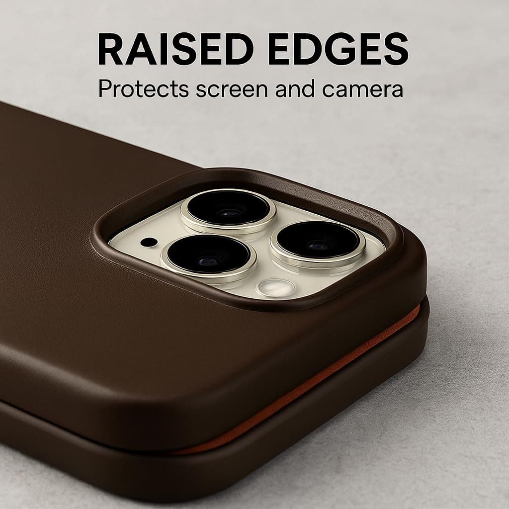 SUFAZ Real Leather Case for iPhone 16 Pro Max – Slim MagSafe Compatible Cover wi - Thumbnail 7
