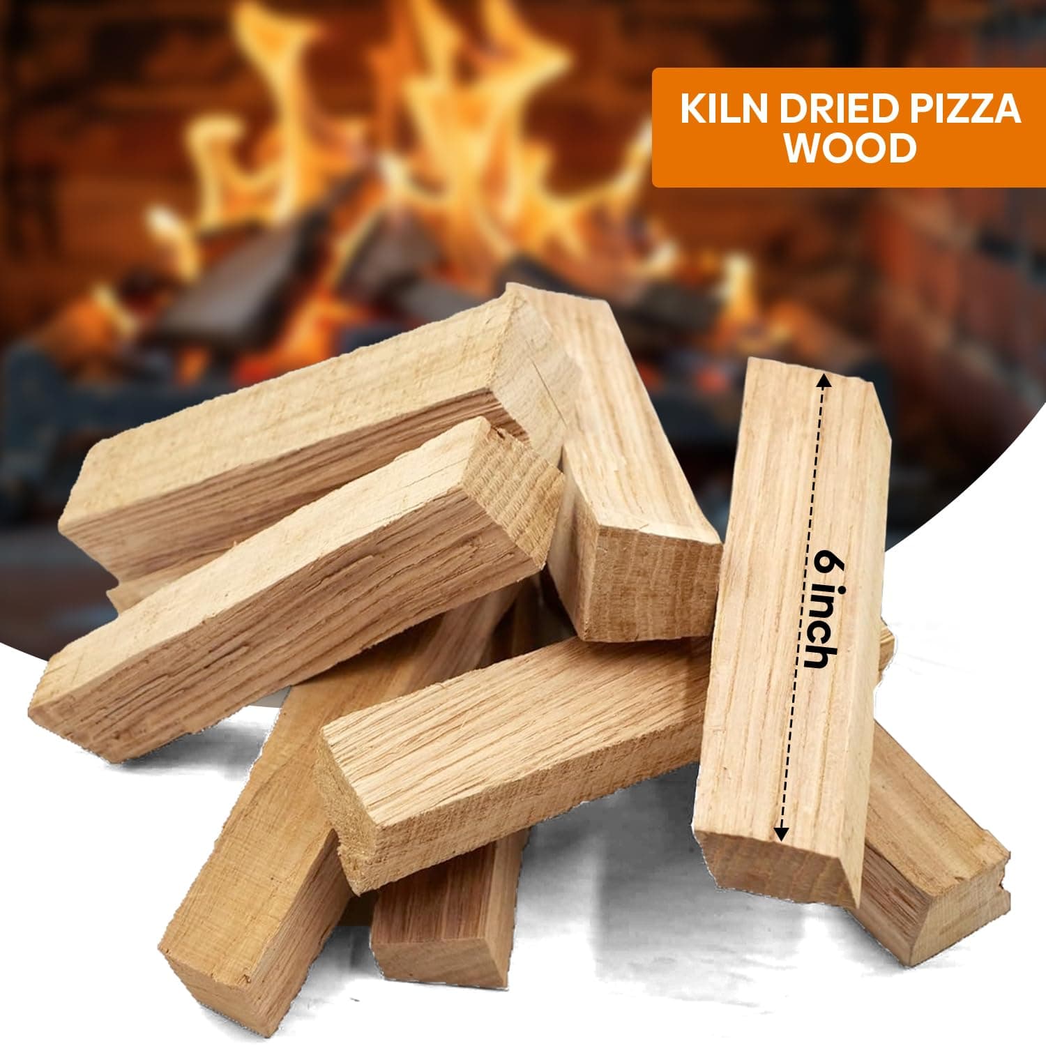 W&E Choice Pizza Oven Wood 6 Inch Mini Logs, 12 lbs Box, Kiln Dried Oak Firewood - Thumbnail 2