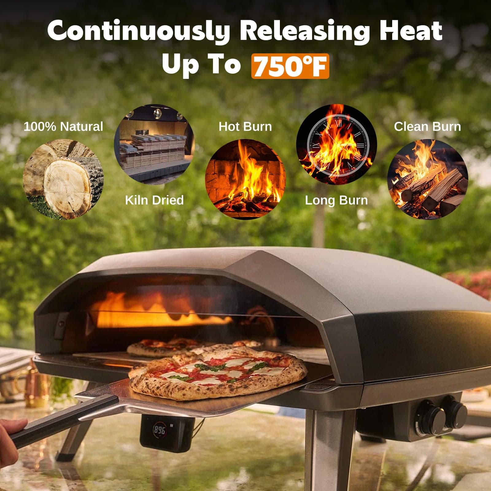 W&E Choice Pizza Oven Wood 6 Inch Mini Logs, 12 lbs Box, Kiln Dried Oak Firewood - Thumbnail 3