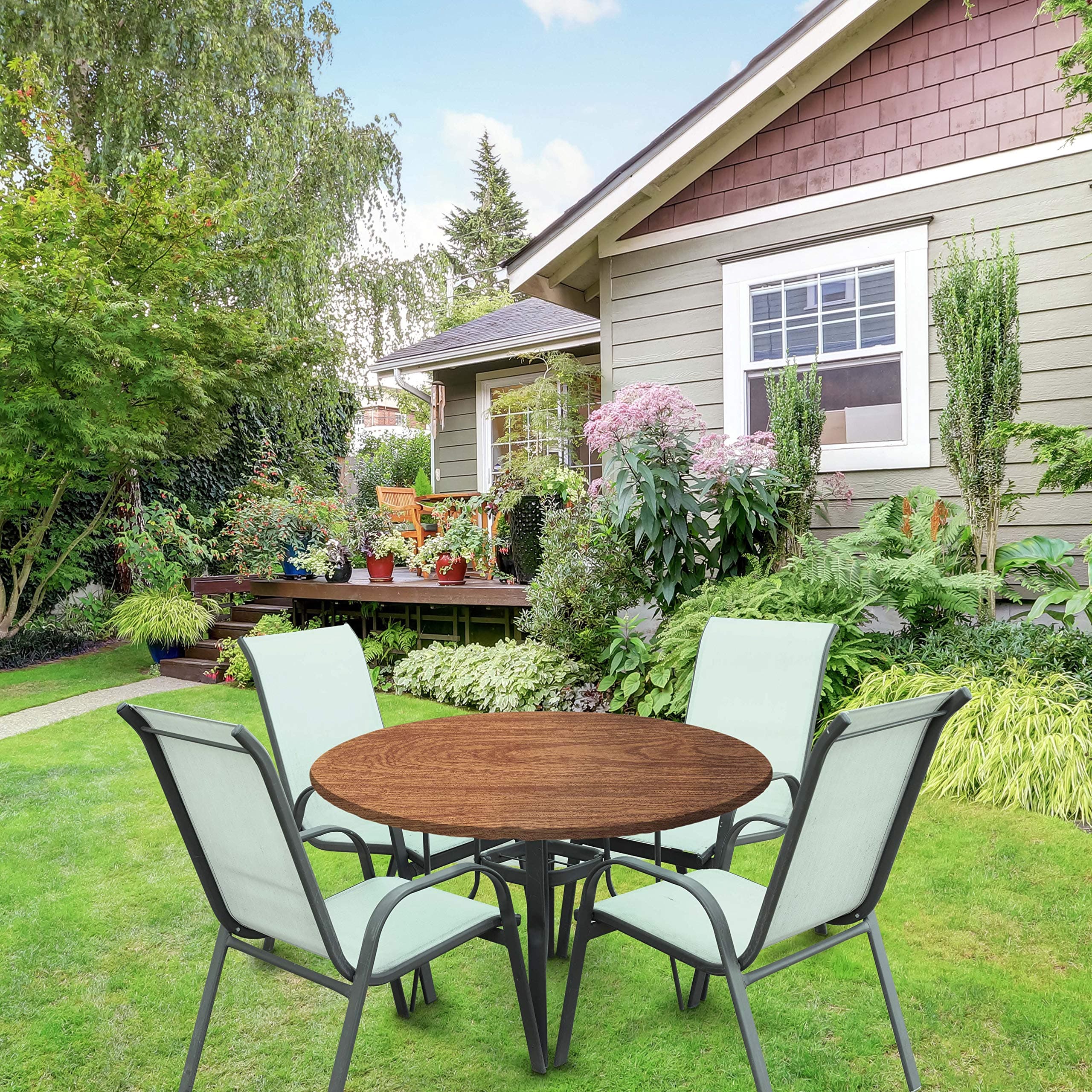 IdeaWorks 5ft Round Stretch-Fit Table Covers - Transform, Protect and Decorate Y - Thumbnail 3