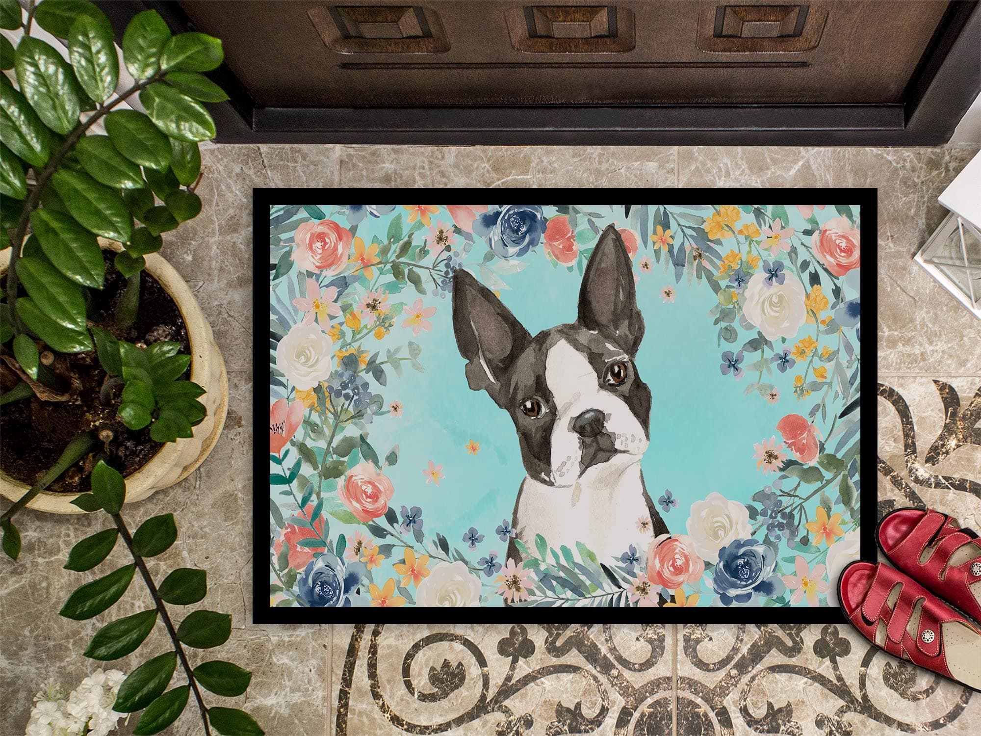 Caroline's Treasures CK3433MAT Boston Terrier Doormat 18x27 Front Door Mat Indoo - Thumbnail 3