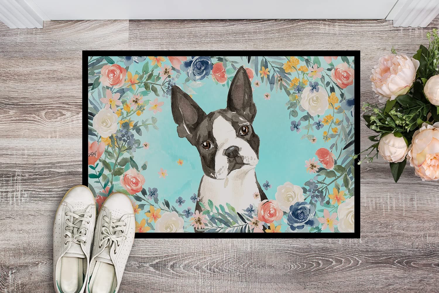 Caroline's Treasures CK3433MAT Boston Terrier Doormat 18x27 Front Door Mat Indoo - Thumbnail 2