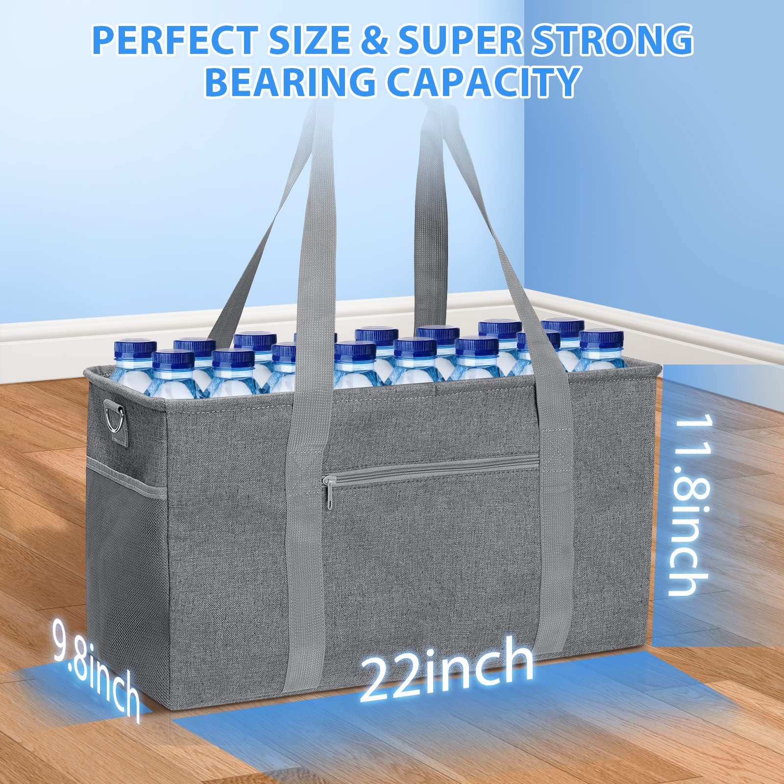 GARPROVM Extra Large Grocery Tote Bag 42L Reusable Shopping Bag Beach Utility wi - Thumbnail 4