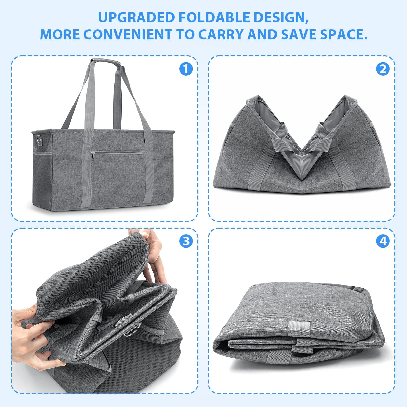 GARPROVM Extra Large Grocery Tote Bag 42L Reusable Shopping Bag Beach Utility wi - Thumbnail 6