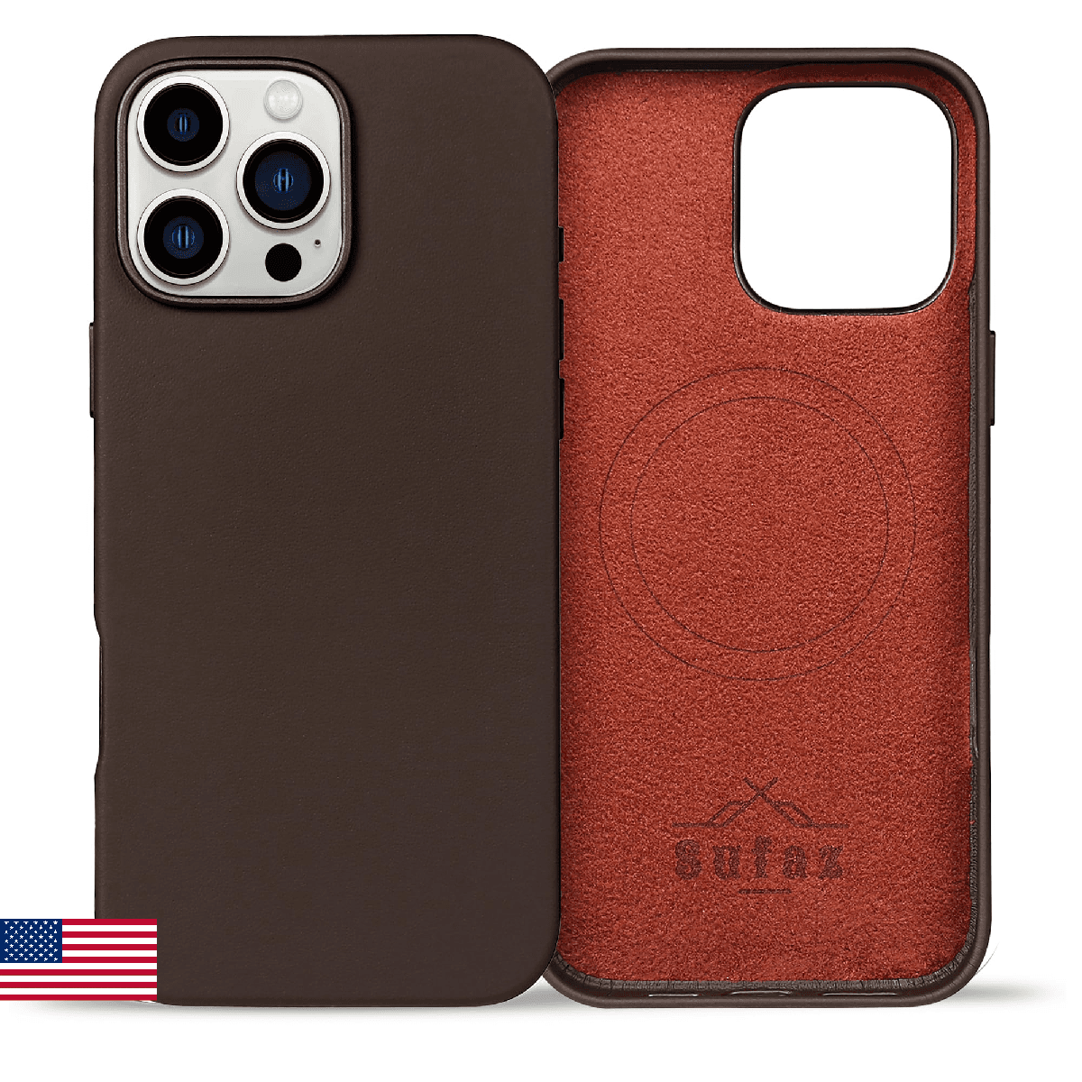 SUFAZ Real Leather Case for iPhone 16 Pro Max – Slim MagSafe Compatible Cover wi - Image 1