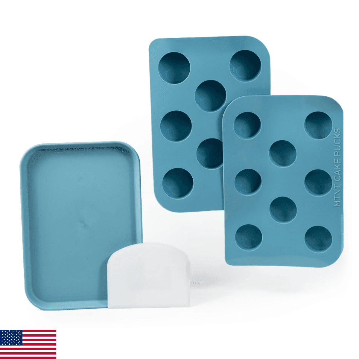 Benty Cakes Mini Cake Puck Mold Set Silicone BPA Free Includes Tray and Scraper - Image 1