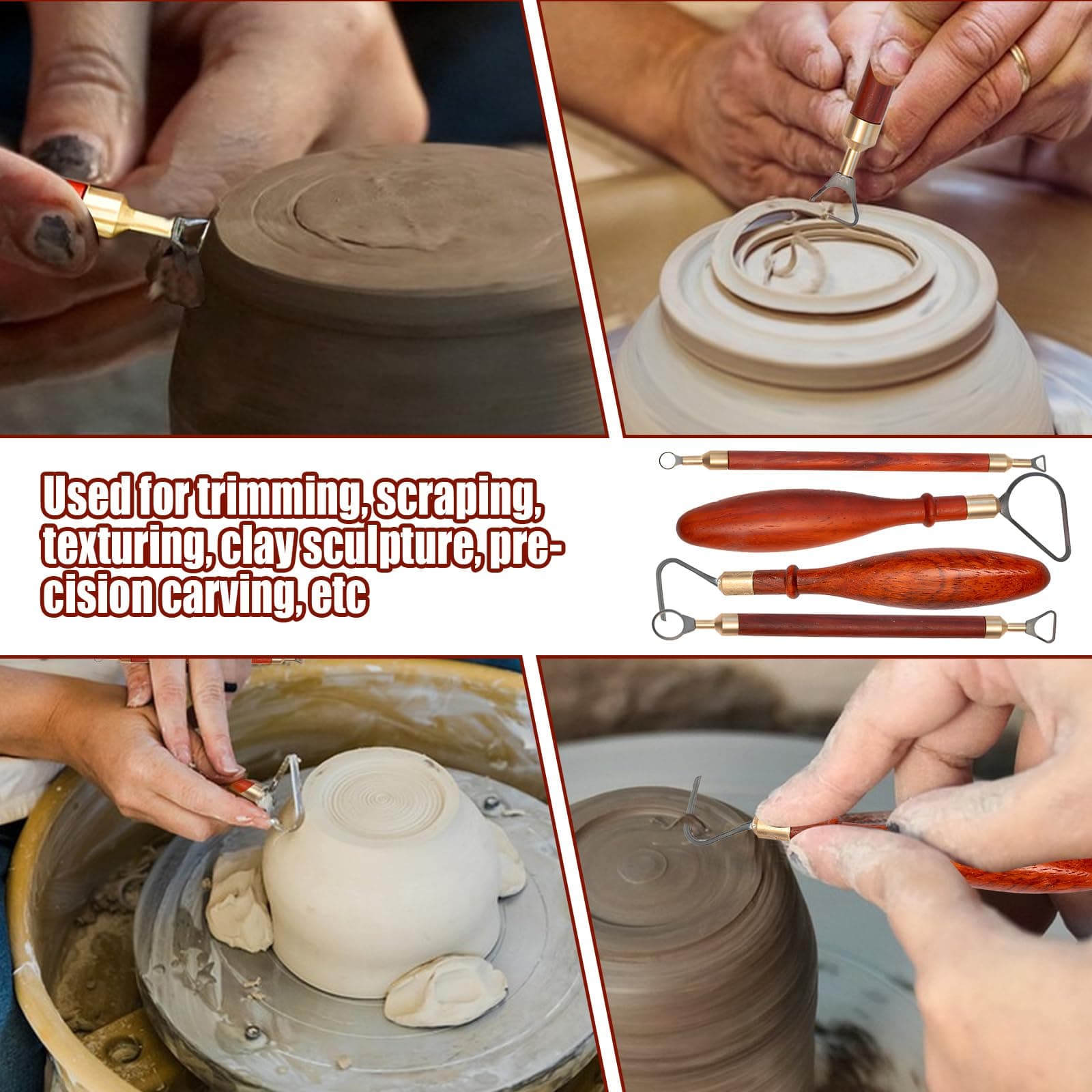 SYWAN Pottery Trimming Tool, Clay Sculpting Tools Tungsten Steel Cutter Head Afr - Thumbnail 4