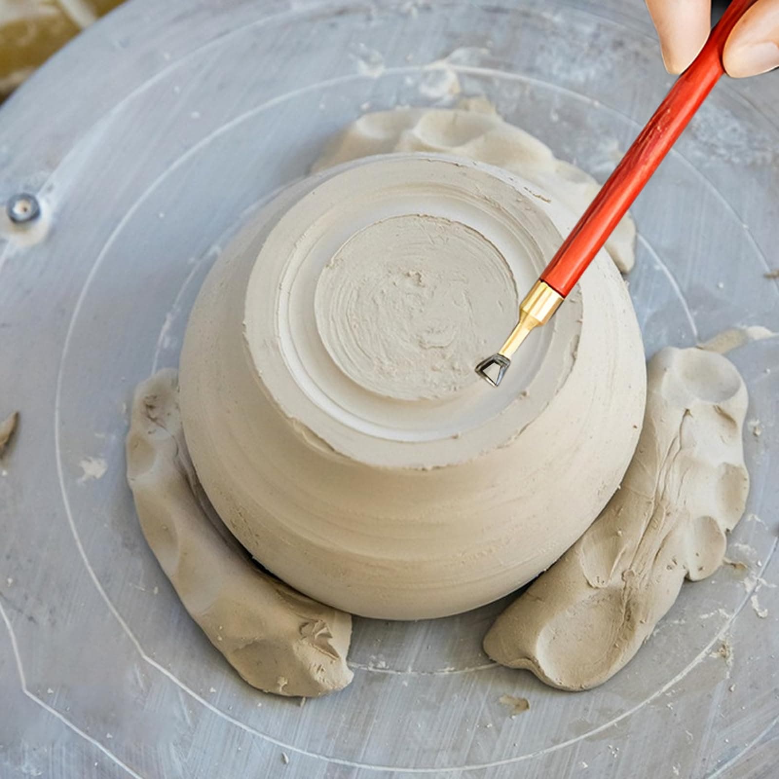 SYWAN Pottery Trimming Tool, Clay Sculpting Tools Tungsten Steel Cutter Head Afr - Thumbnail 5