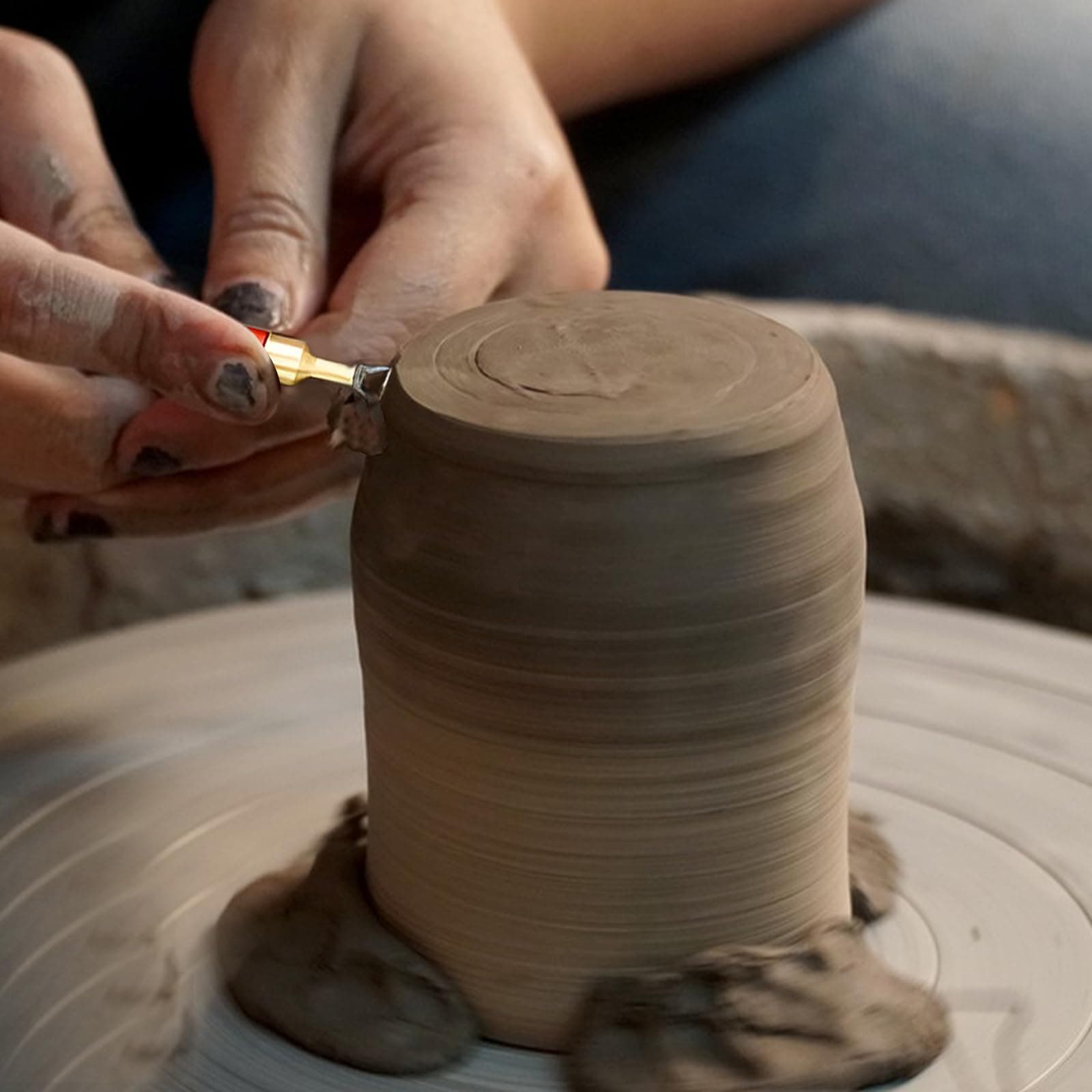 SYWAN Pottery Trimming Tool, Clay Sculpting Tools Tungsten Steel Cutter Head Afr - Thumbnail 7