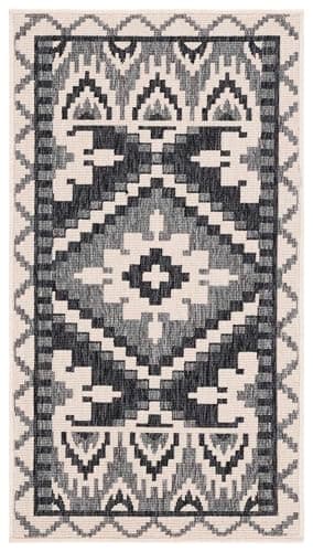 SAFAVIEH Washable Rug Outdoor Veranda Collection - 2' x 3'7", Beige & Grey, Non- - Thumbnail 2