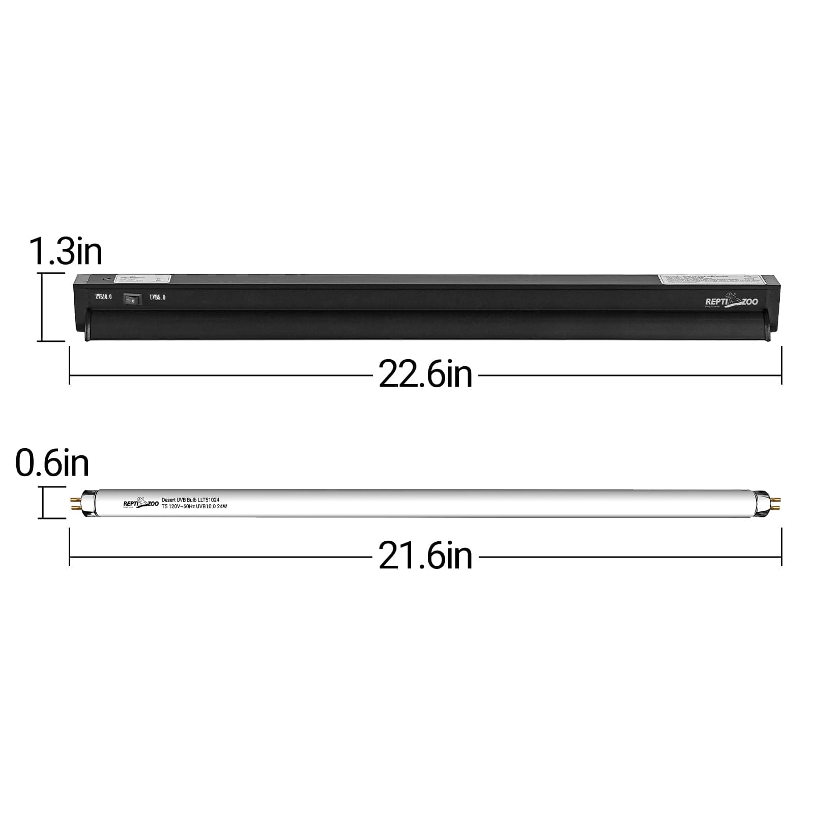 REPTI ZOO Switchable UVB Light for Reptiles, 24W T5 UVB Light Combo Kit for Trop - Thumbnail 6