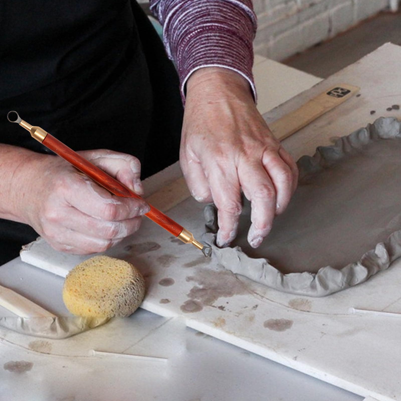 SYWAN Pottery Trimming Tool, Clay Sculpting Tools Tungsten Steel Cutter Head Afr - Thumbnail 5