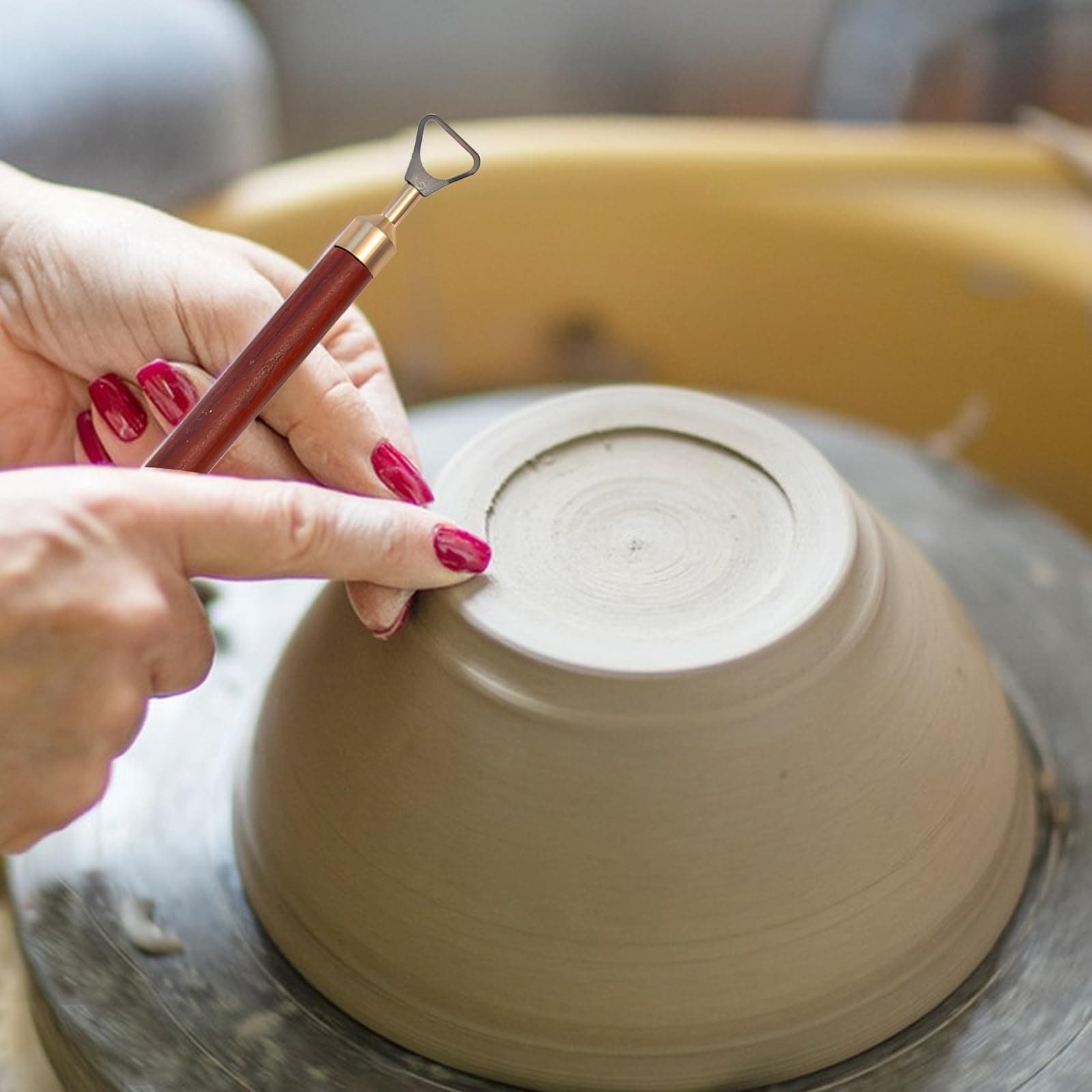 SYWAN Pottery Trimming Tool, Clay Sculpting Tools Tungsten Steel Cutter Head Afr - Thumbnail 6