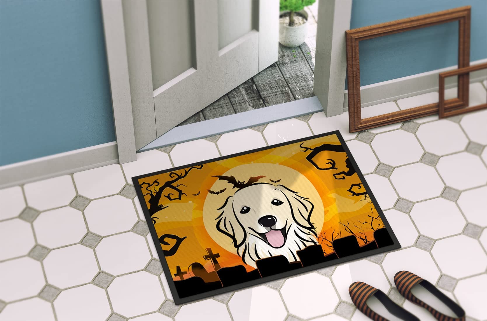Caroline's Treasures BB1763MAT Halloween Golden Retriever Doormat 18x27 Front Do - Thumbnail 4