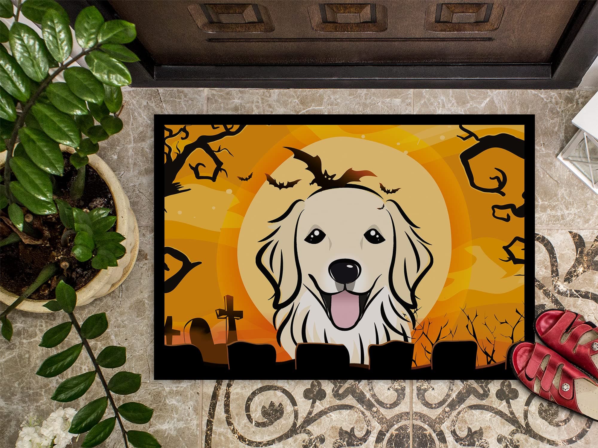 Caroline's Treasures BB1763MAT Halloween Golden Retriever Doormat 18x27 Front Do - Thumbnail 3