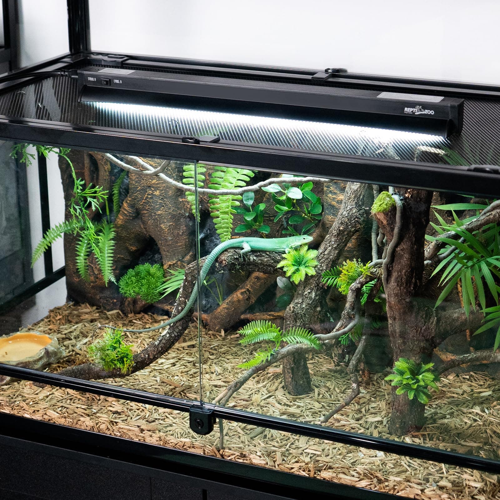 REPTI ZOO Switchable UVB Light for Reptiles, 24W T5 UVB Light Combo Kit for Trop - Thumbnail 7