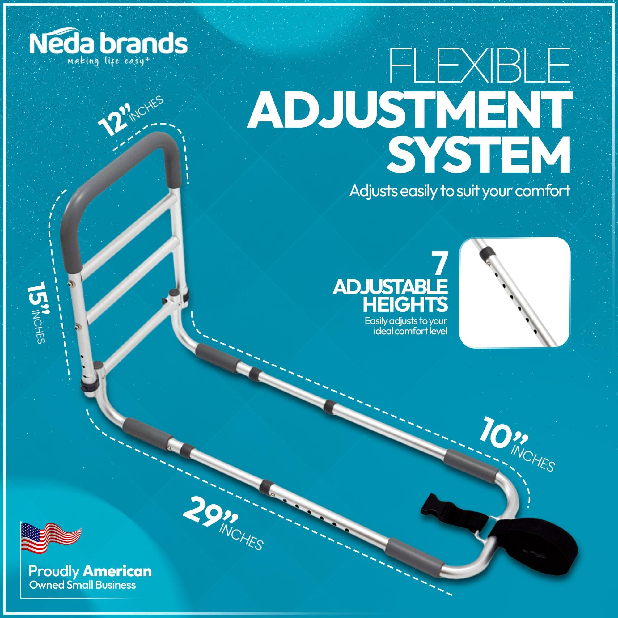 NEDA Bed Rails for Elderly Adults Safety | Medical Grabbers for Seniors & Safety - Thumbnail 2