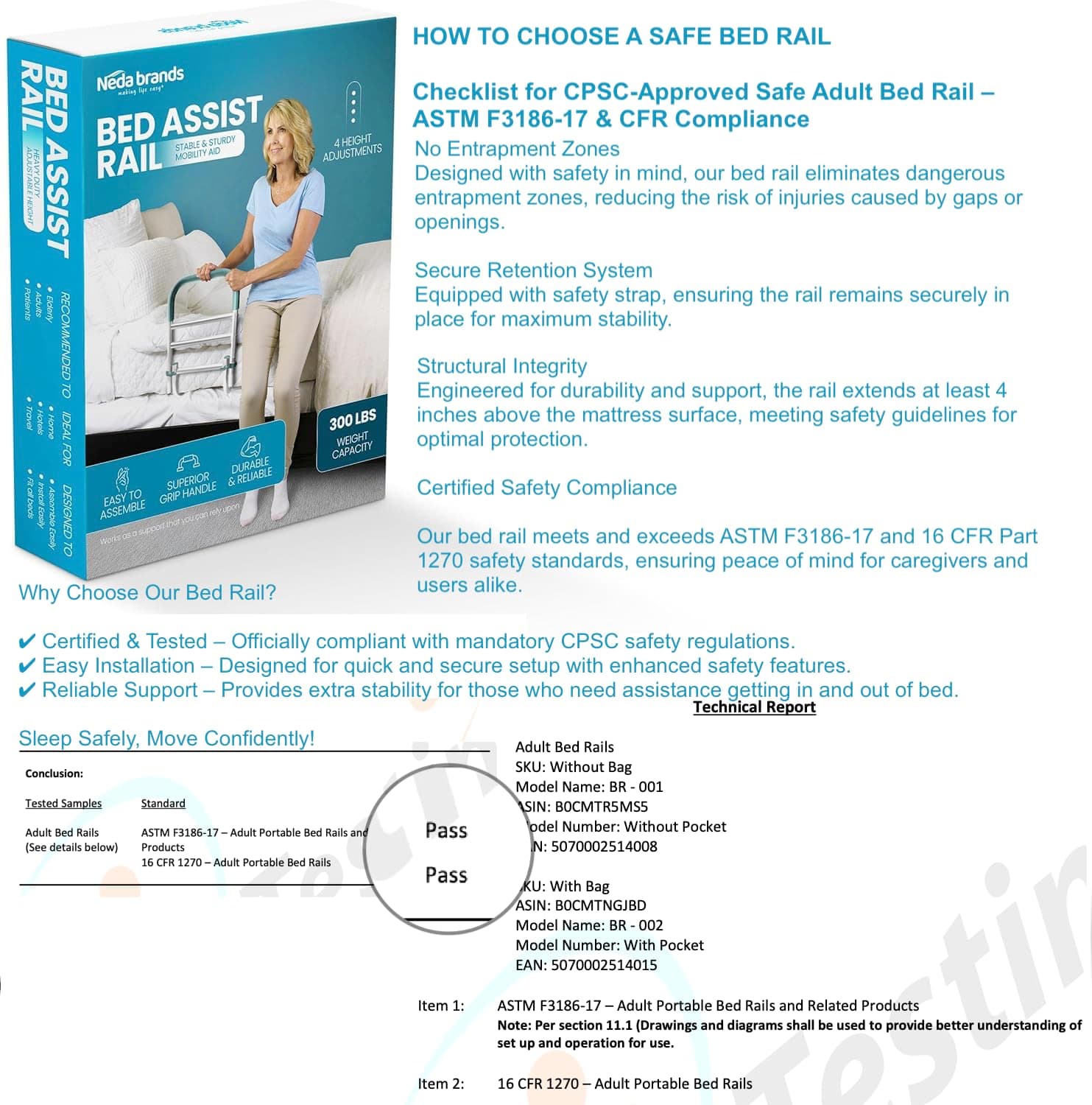 NEDA Bed Rails for Elderly Adults Safety | Medical Grabbers for Seniors & Safety - Thumbnail 8