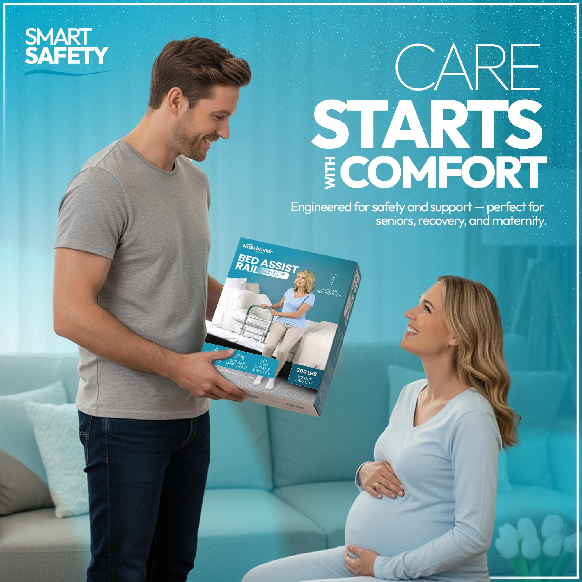 NEDA Bed Rails for Elderly Adults Safety | Medical Grabbers for Seniors & Safety - Thumbnail 9