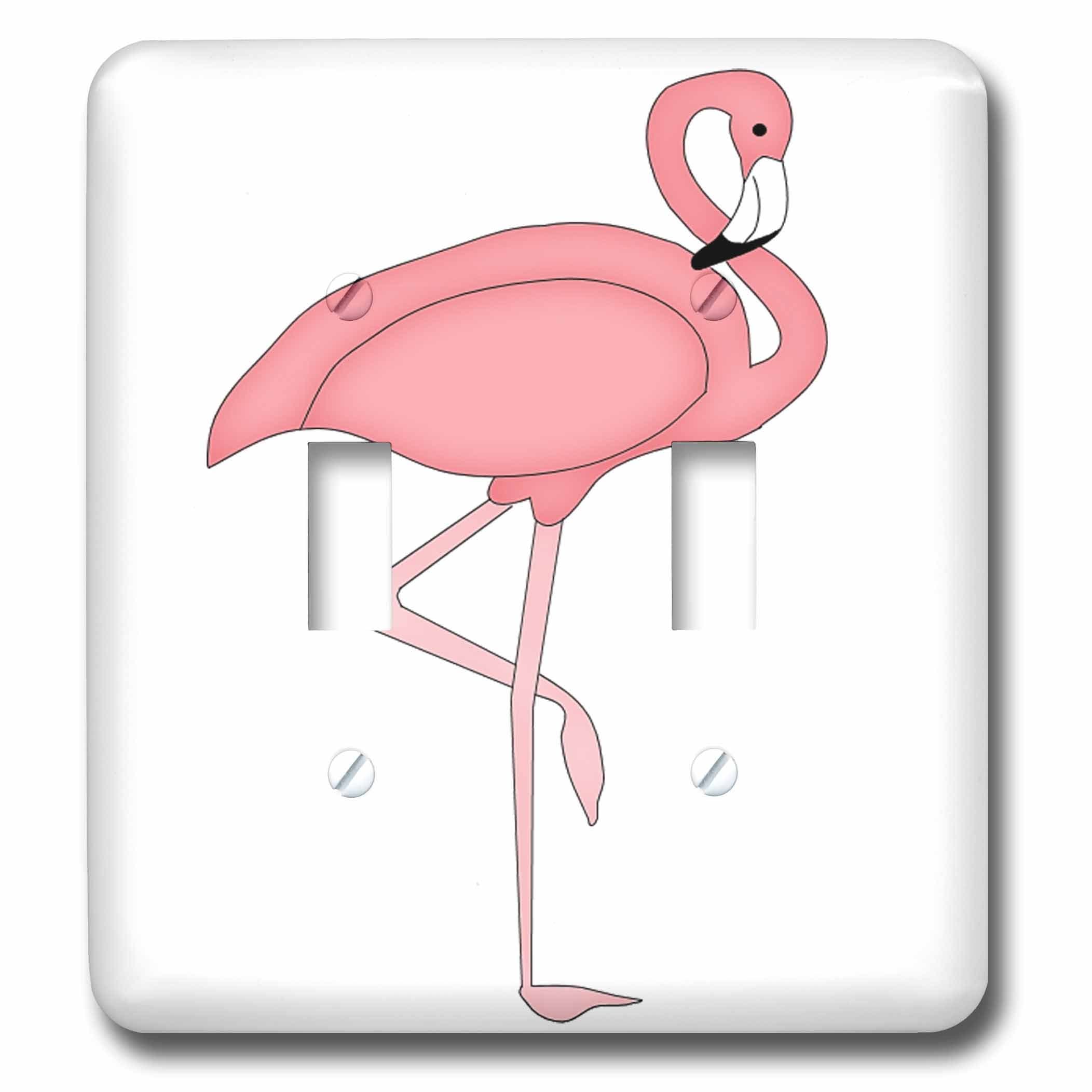 3dRose lsp_222520_2 Cute Pink Flamingo Bird Illustration - Double Toggle Switch - Thumbnail 2
