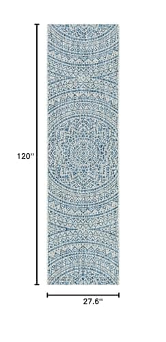 SAFAVIEH Washable Rug Outdoor Courtyard Collection - 2'3" x 10' Runner, Light Gr - Thumbnail 2