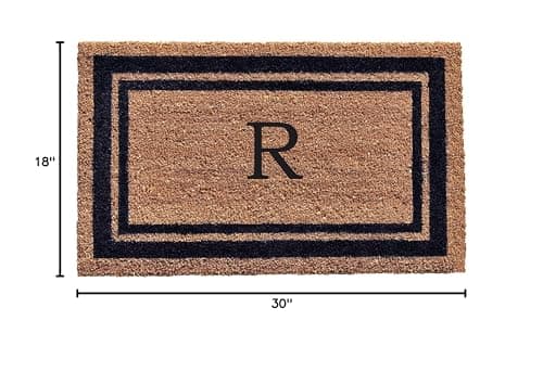 Calloway Mills 153001830R Dark Blue Border 18" x 30" Monogram Doormat (Letter R) - Thumbnail 2