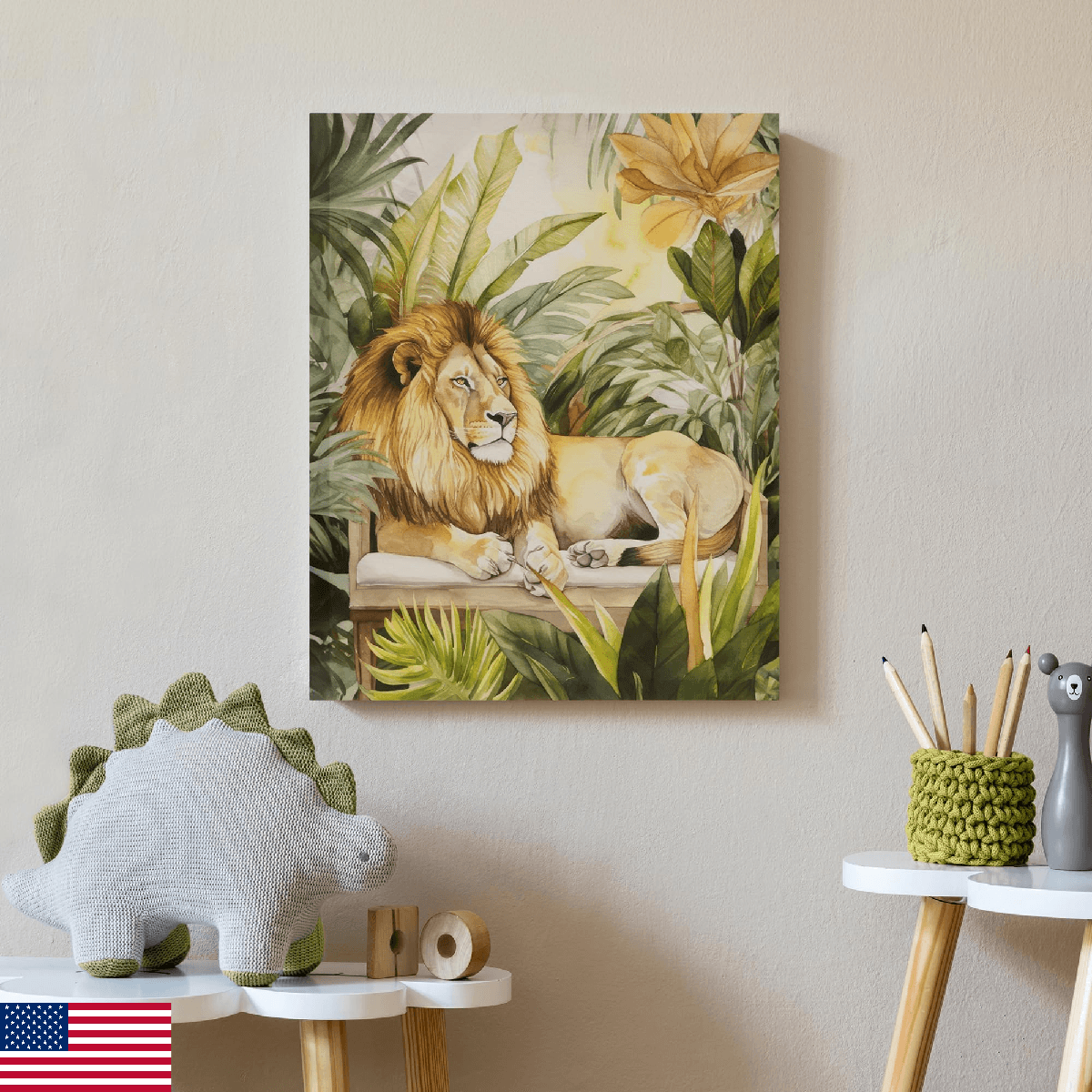 Madison Park Majestic Jungle Animal Canvas Lion Painting Wall Decor for Bedroom, - Image 1